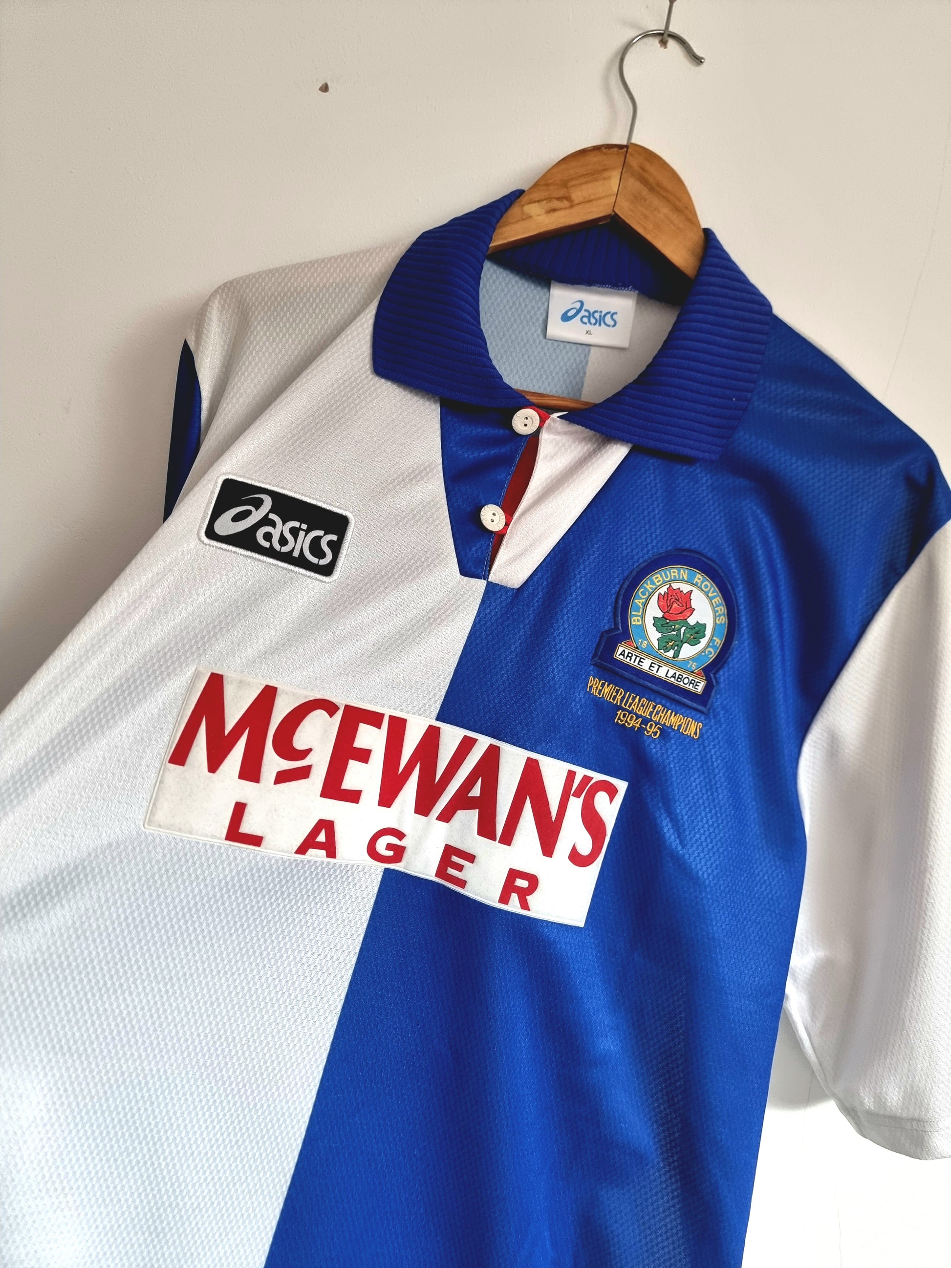 Blackburn Rovers Home Jersey Retro 1994/95 By Asics - Long Sleeve