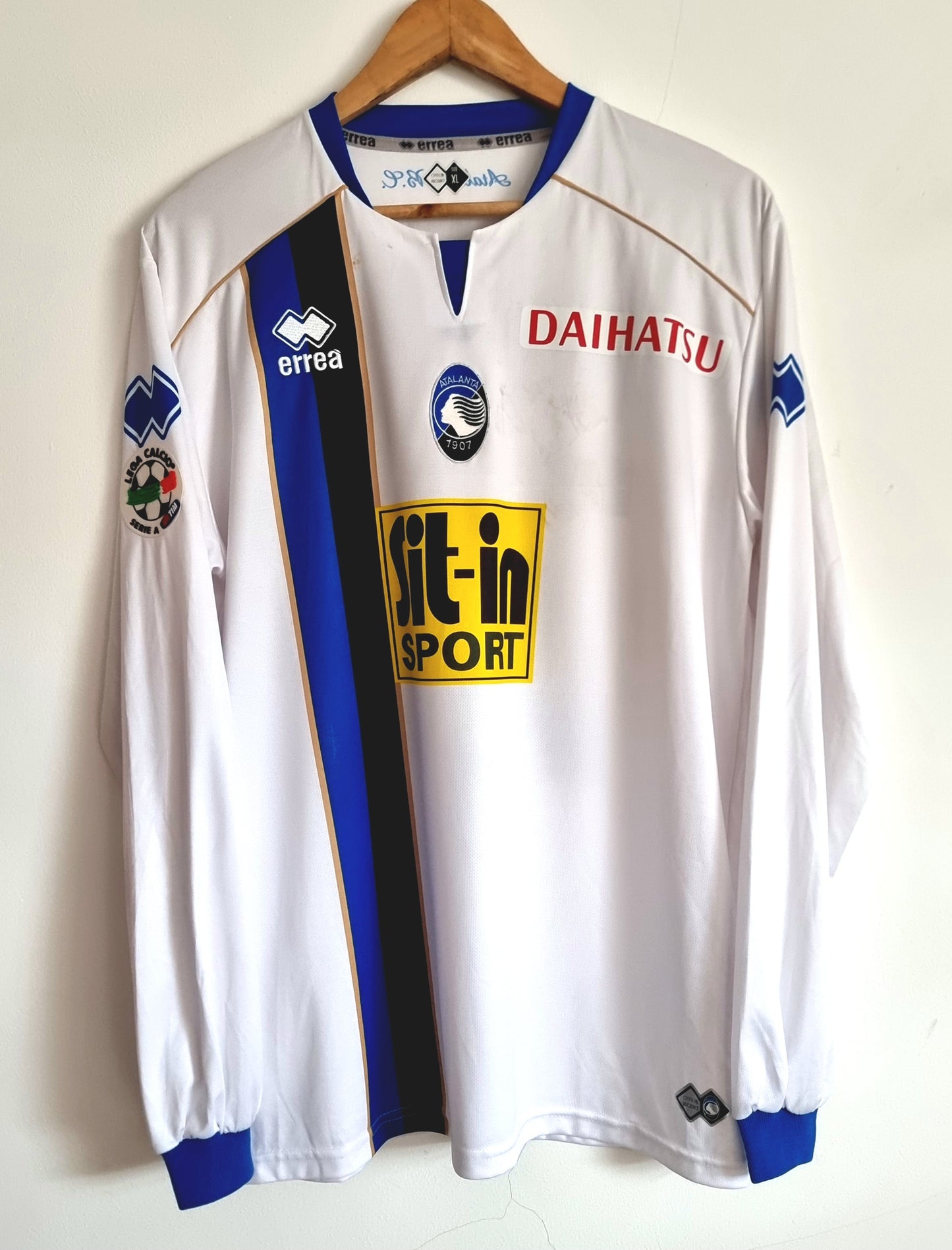 Errea Atalanta 08/09 'Ferreira Pinto' Long Sleeve Match Issue Signed Away Shirt XL