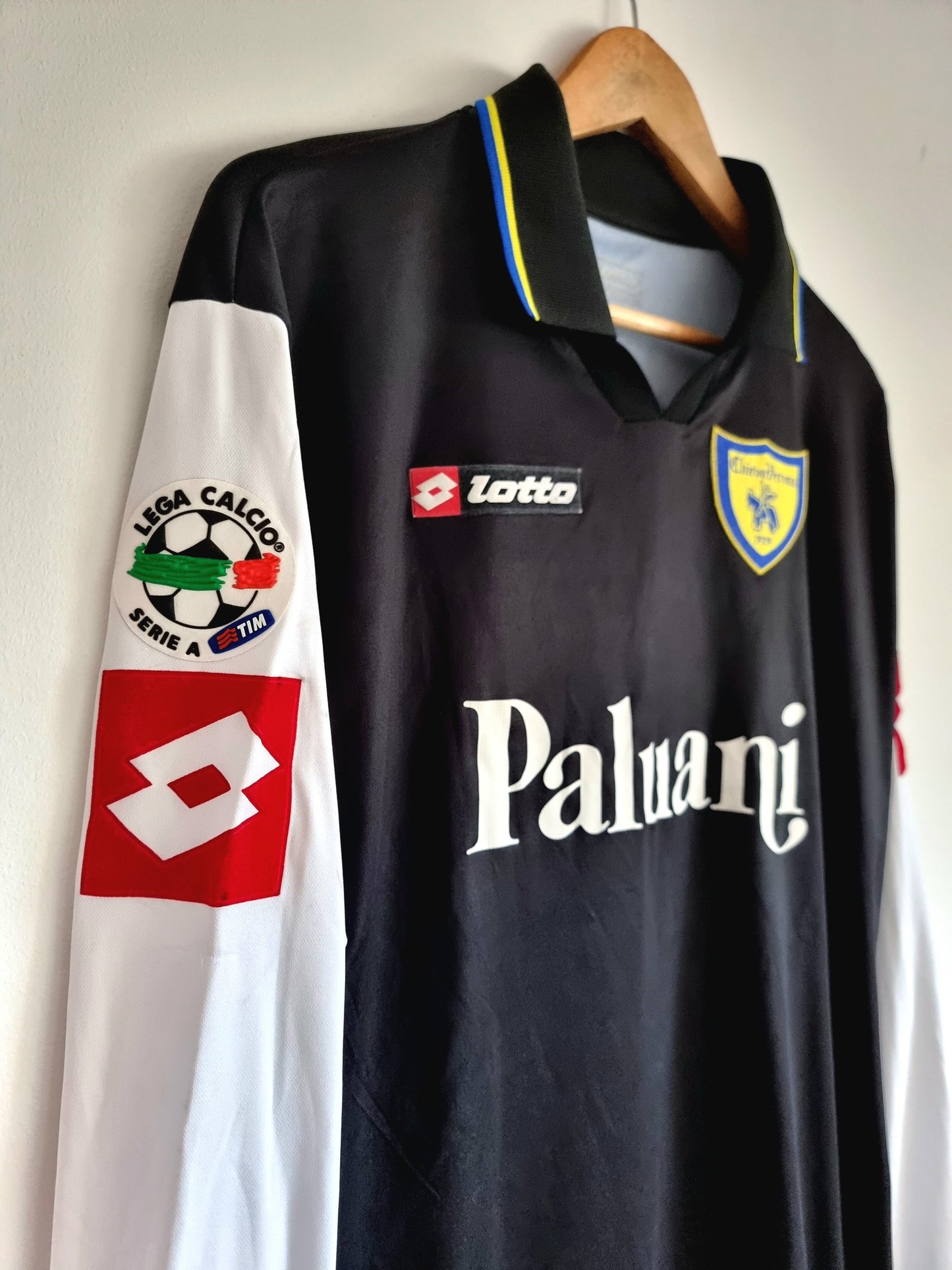 Lotto Chievo Verona 08/09 'Langella 97' Player Issue Long Sleeve Third Shirt Large