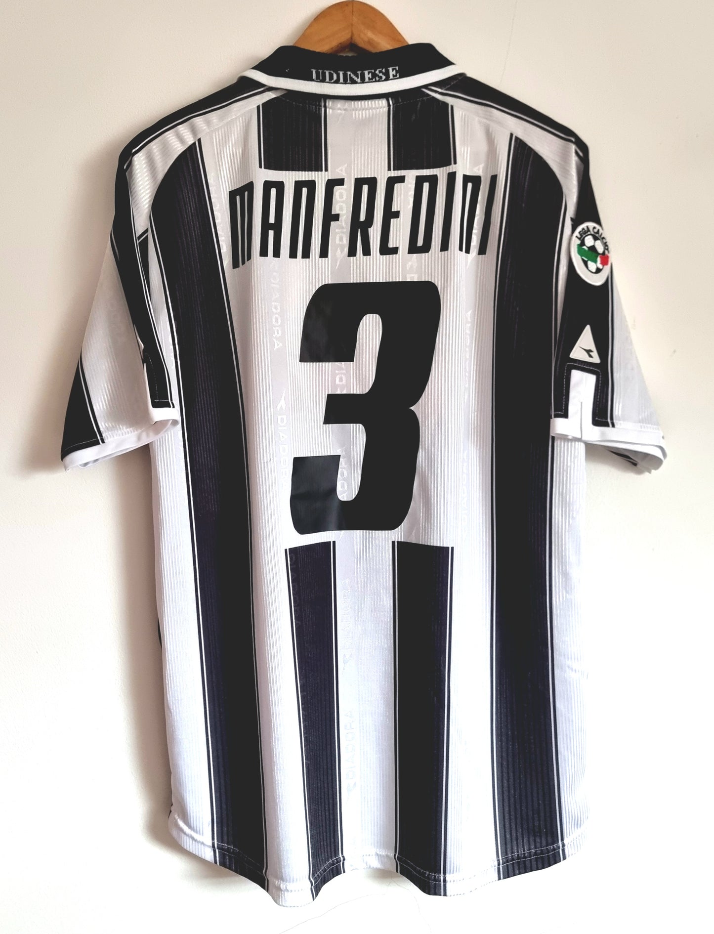 Diadora Udinese 01/02 'Manfredini 3' Match Issue Home Shirt XL