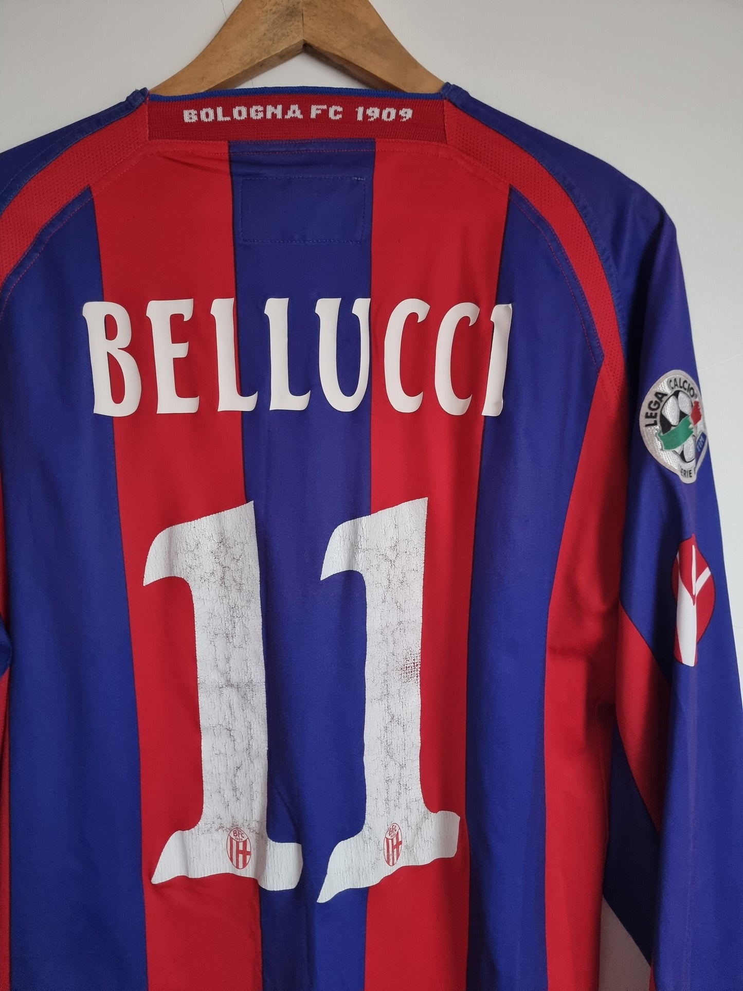 Macron Bologna 05/06 'Bellucci 11' Long Sleeve Match Issue Home Shirt XL