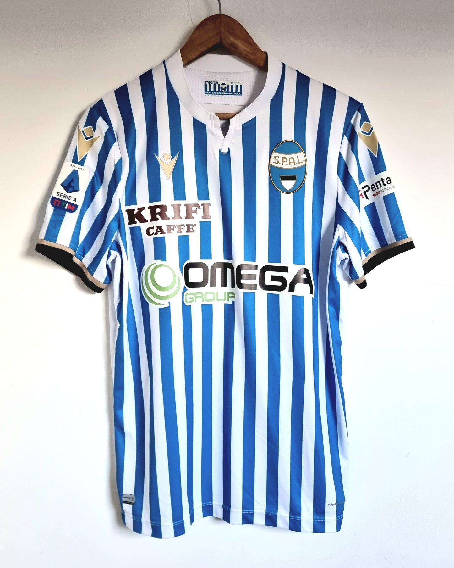 Macron SPAL 19/20 'Strefezza 21' Signed Match Issue Home Shirt Medium