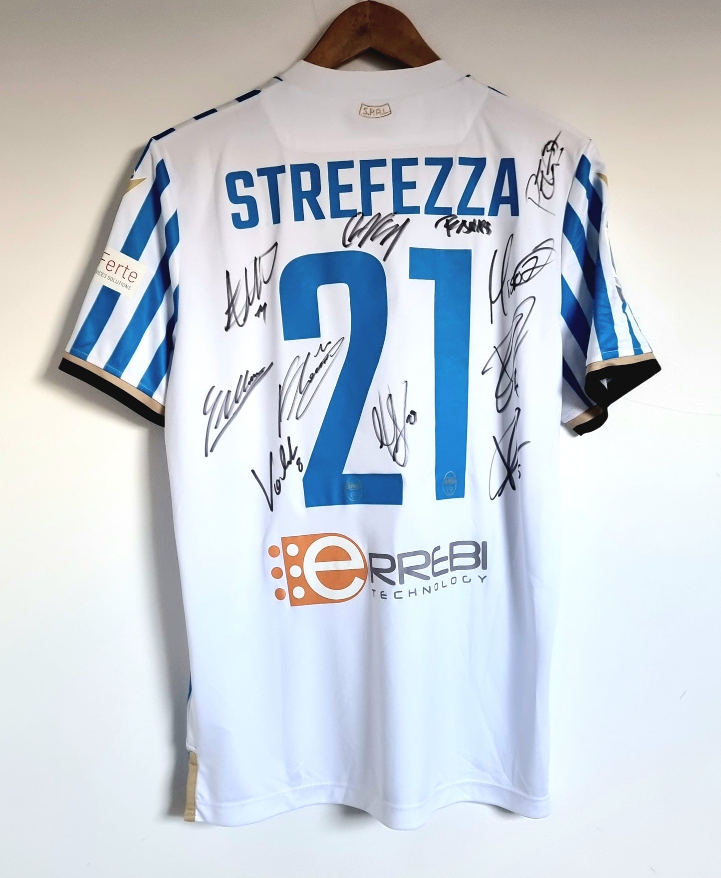 Macron SPAL 19/20 'Strefezza 21' Signed Match Issue Home Shirt Medium