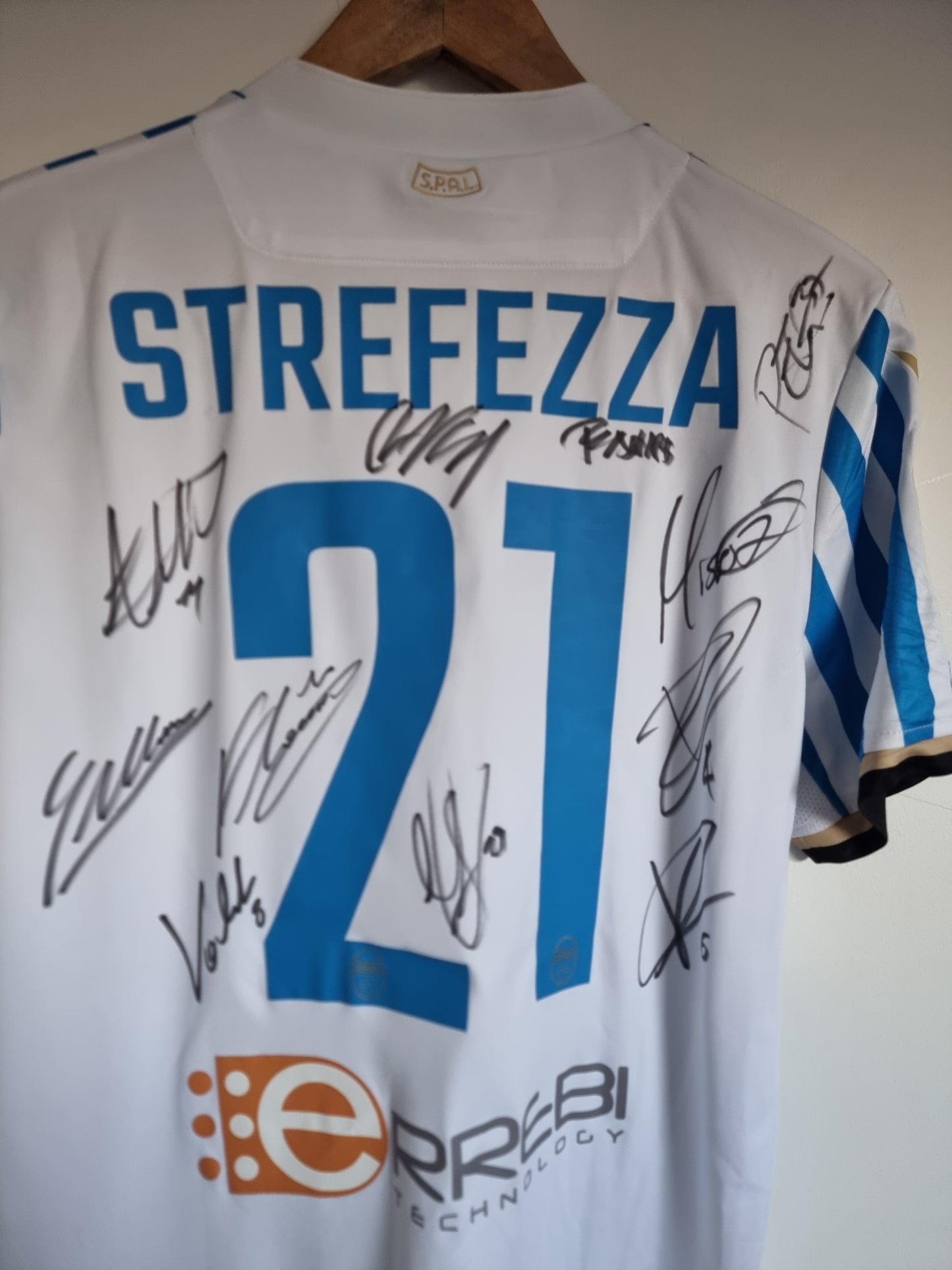 Macron SPAL 19/20 'Strefezza 21' Signed Match Issue Home Shirt Medium