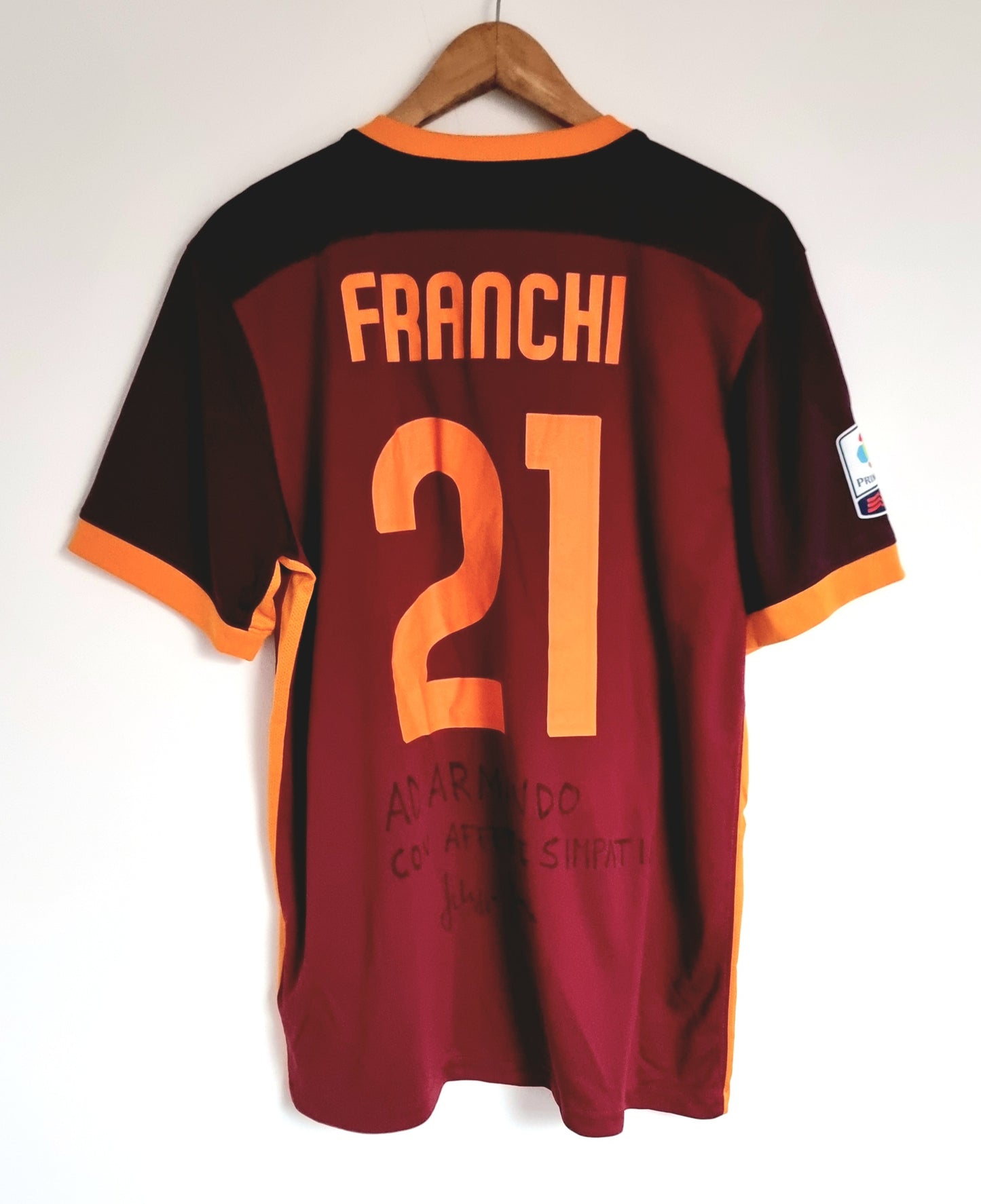 Nike Roma 15/16 'Franchi 21' Primavera Match Issue Signed Home Shirt Large