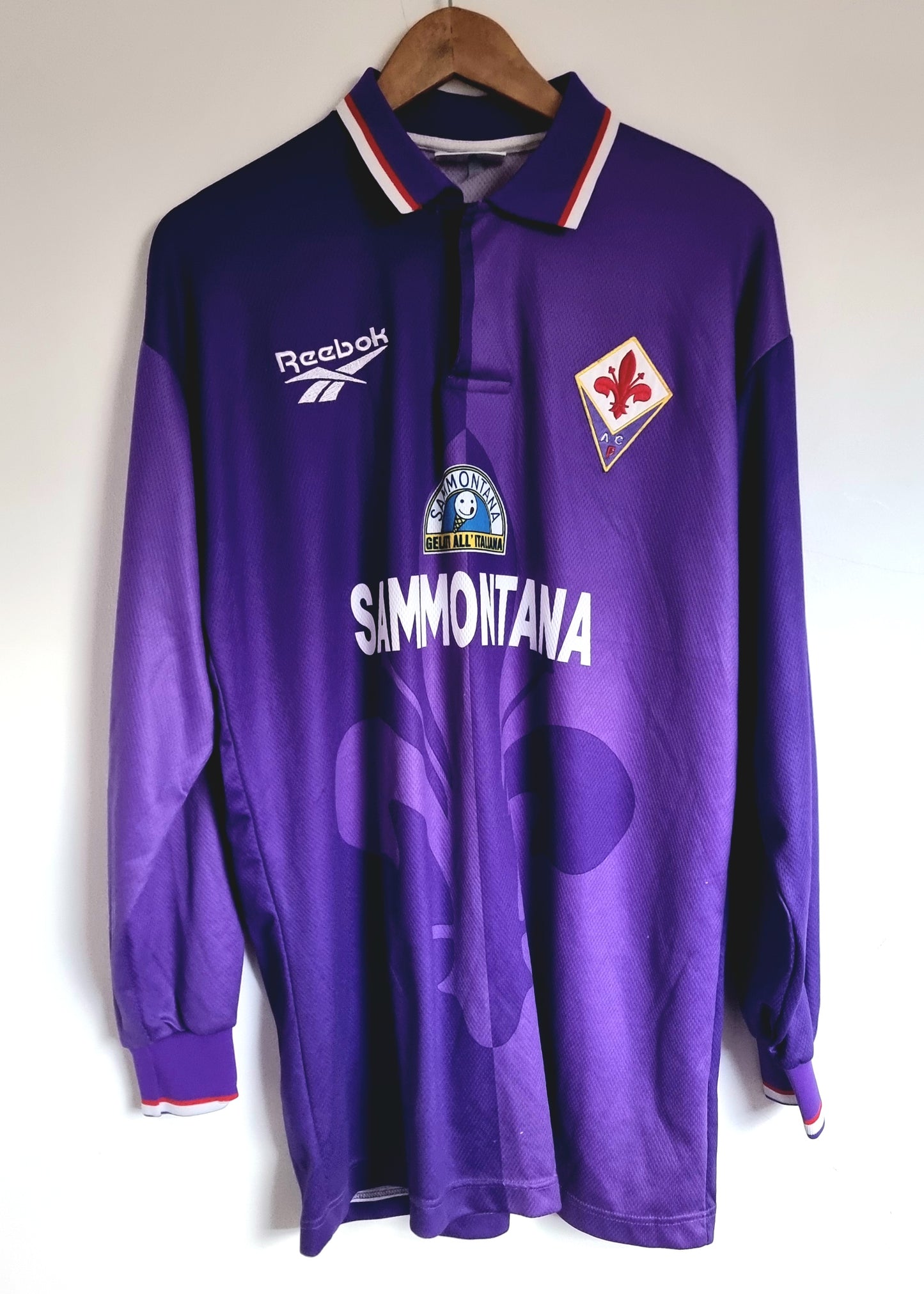 Reebok Fiorentina 95/96 'Piacentini 4' Long Sleeve Match Issue Home Shirt XL