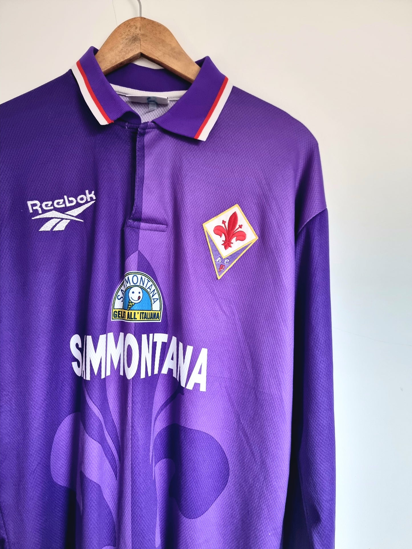 Reebok Fiorentina 95/96 'Piacentini 4' Long Sleeve Match Issue Home Shirt XL