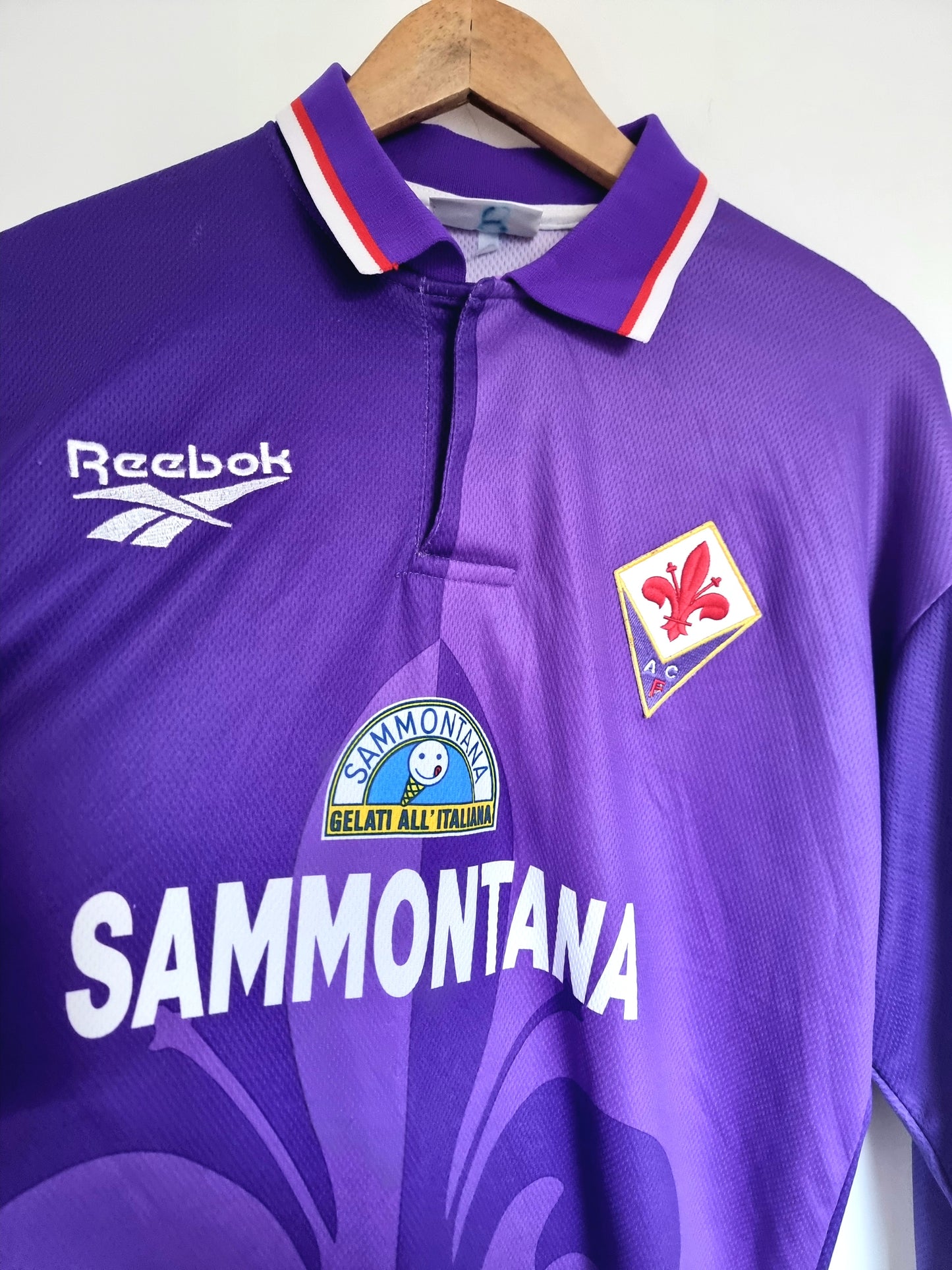 Reebok Fiorentina 95/96 'Piacentini 4' Long Sleeve Match Issue Home Shirt XL