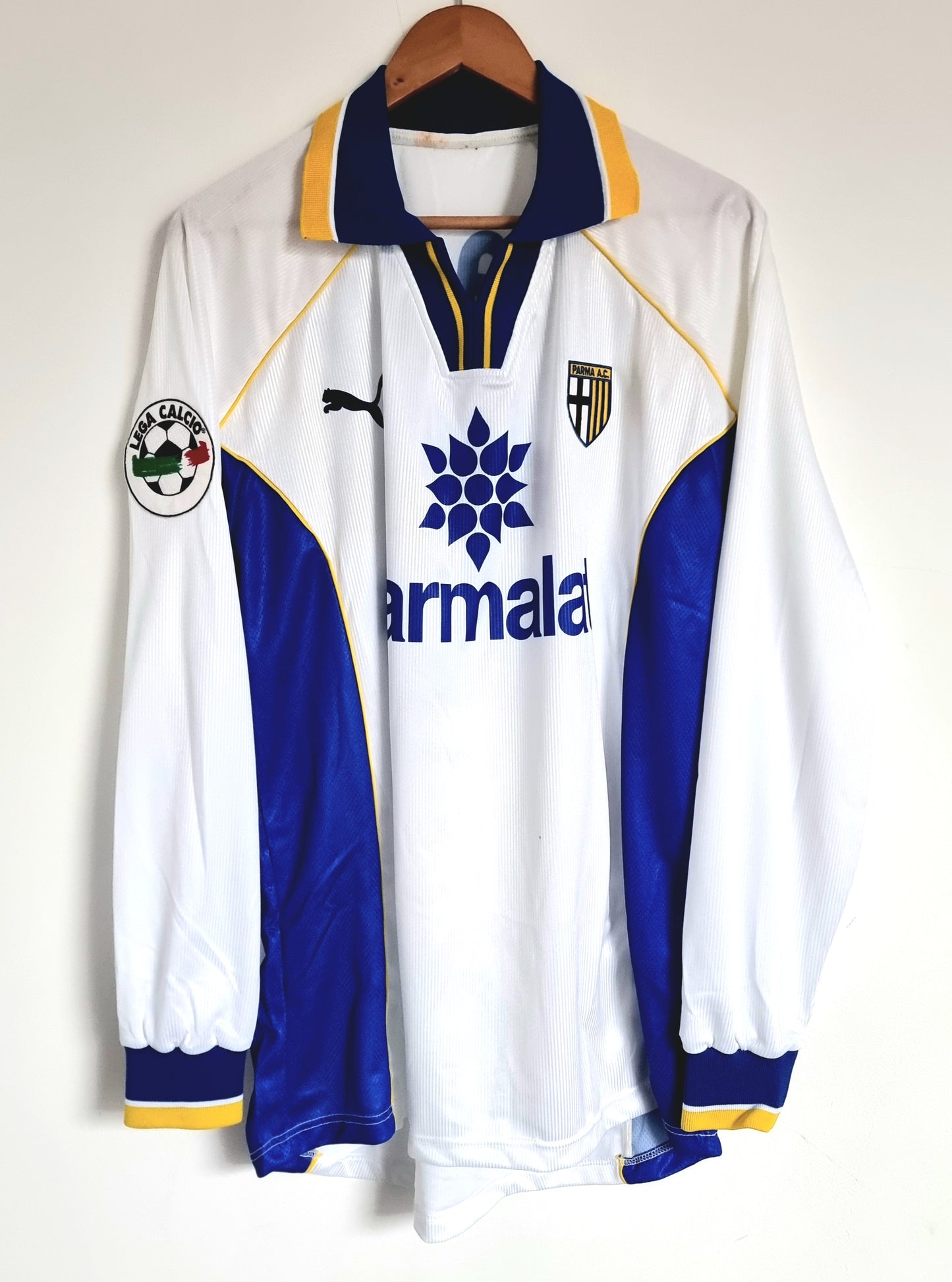 Puma Parma 97/98 'Stanic 13' Long Sleeve Match Issue Signed Home Shirt XL
