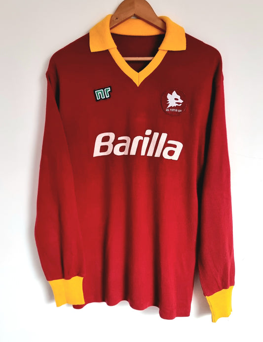 Ennerre Roma 87/88 '7 (Conti) Long Sleeve Match Issue Home Shirt Large