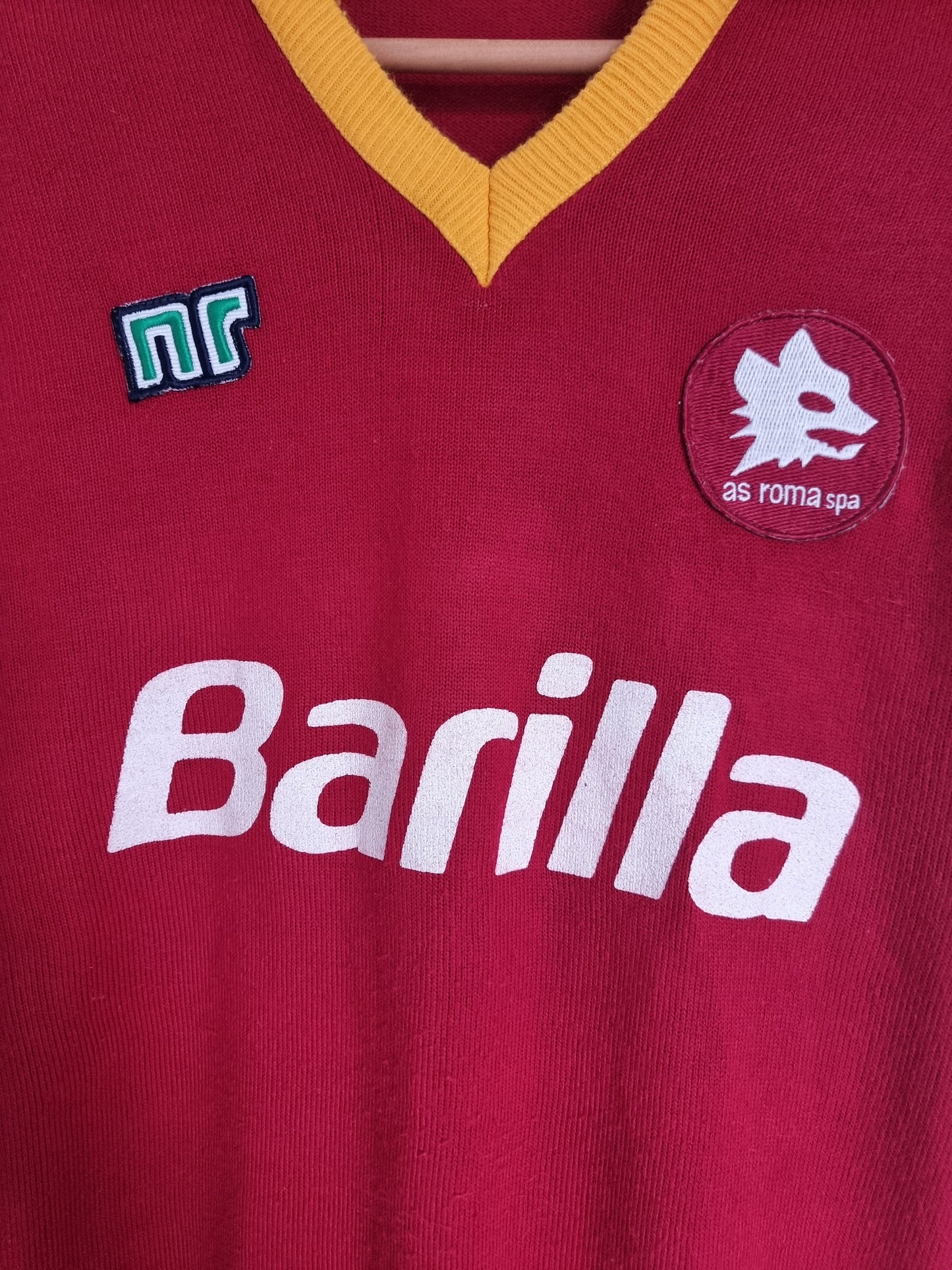 Ennerre Roma 87/88 '7 (Conti) Long Sleeve Match Issue Home Shirt Large