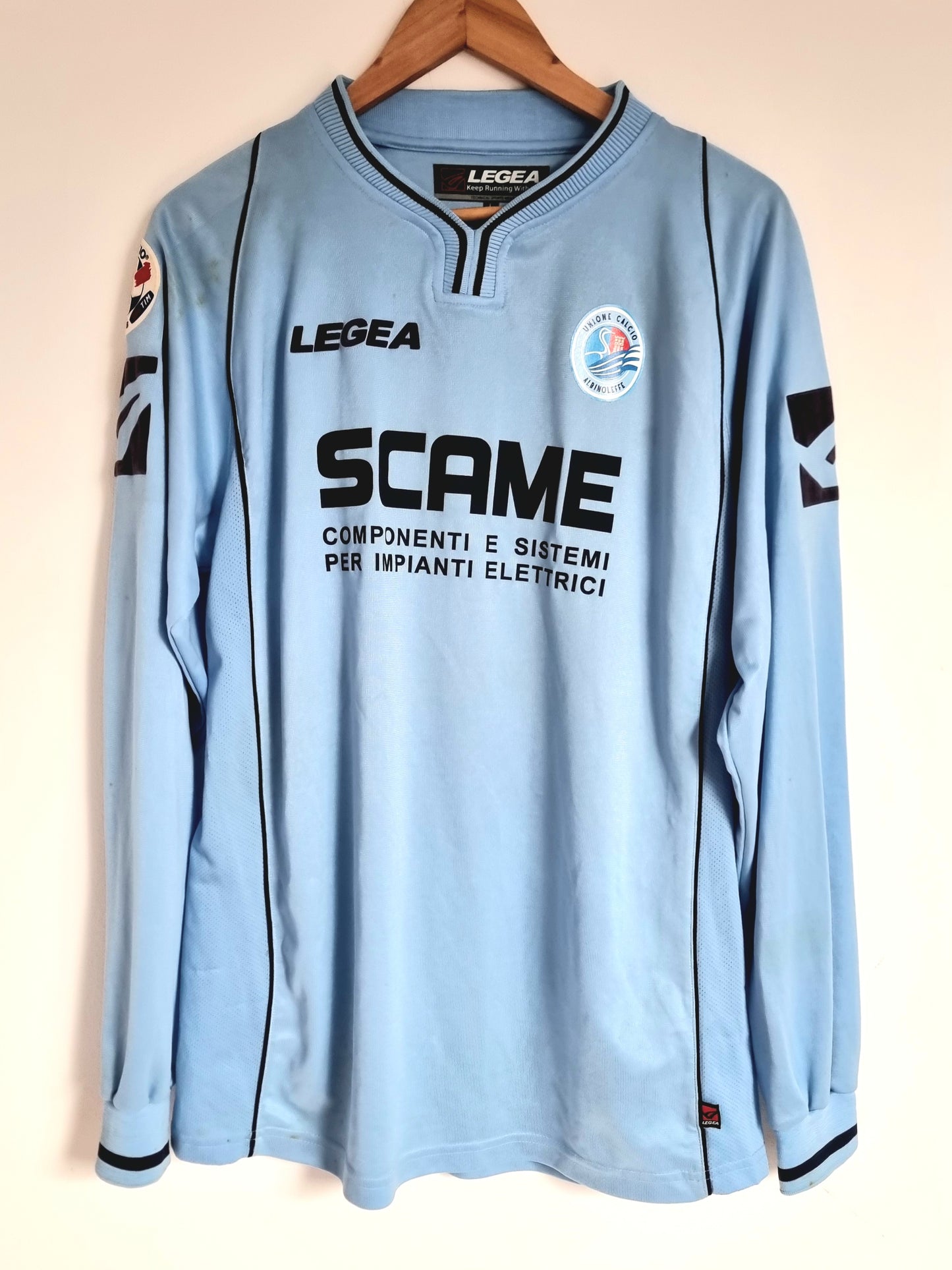 Legea Albinoleffe 03/05 'Del Prato 8' Signed Long Sleeve Match Issue Home Shirt Large