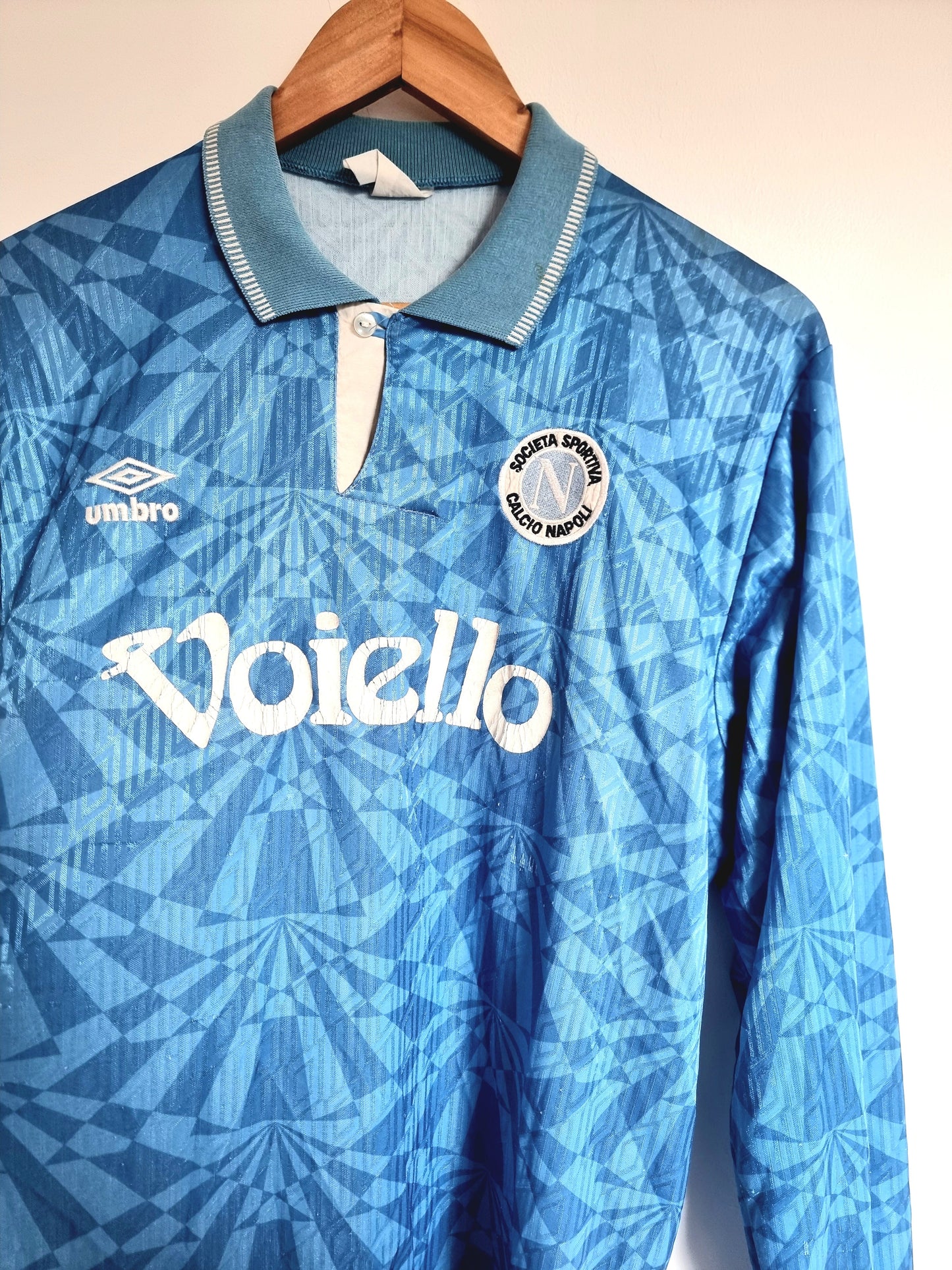 Umbro Napoli 91/93 Long Sleeve Match Issue Home Shirt Large