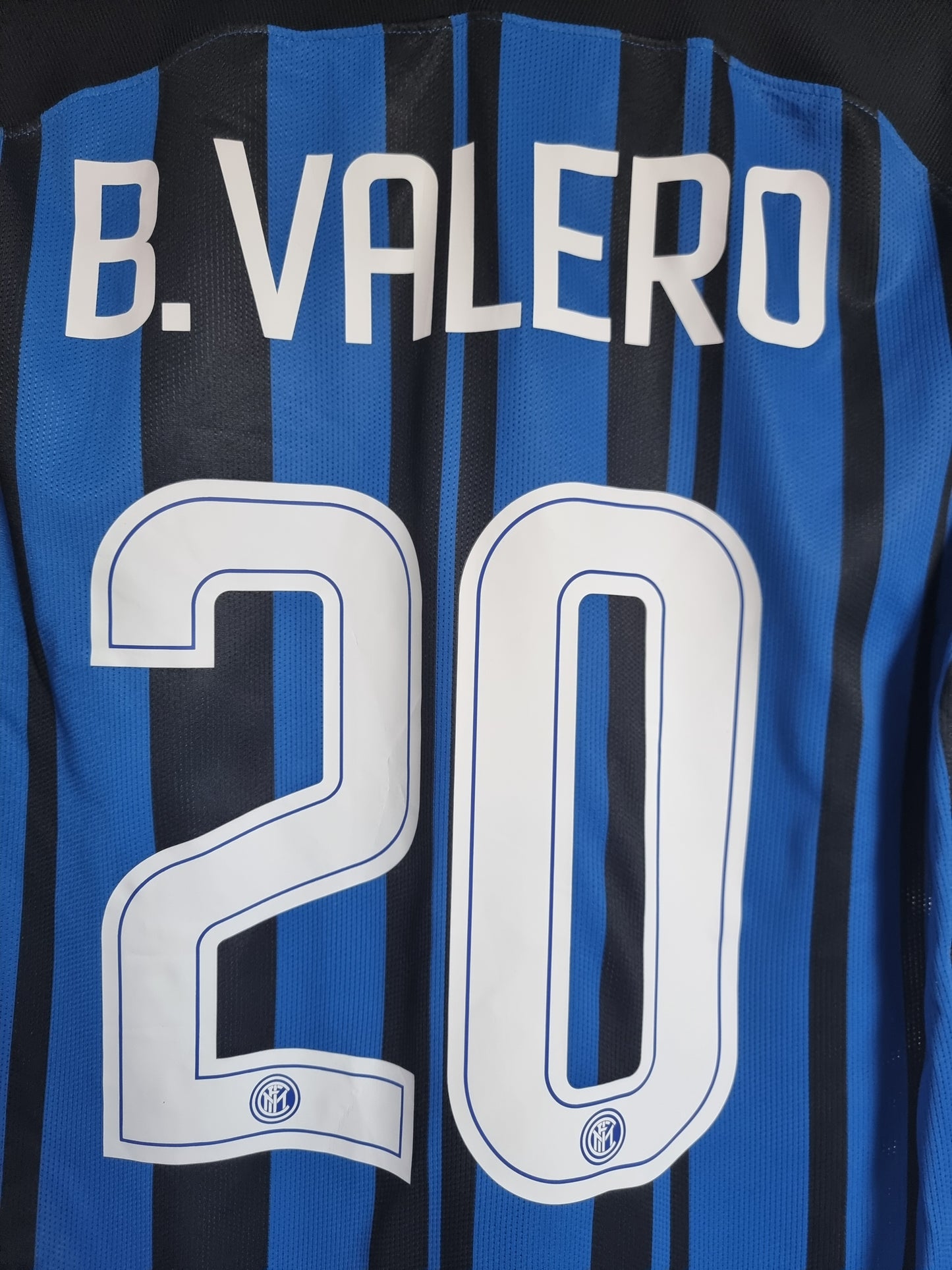 Nike Inter Milan 17/18 'B.Valero 20' Match Issue Home Shirt Large