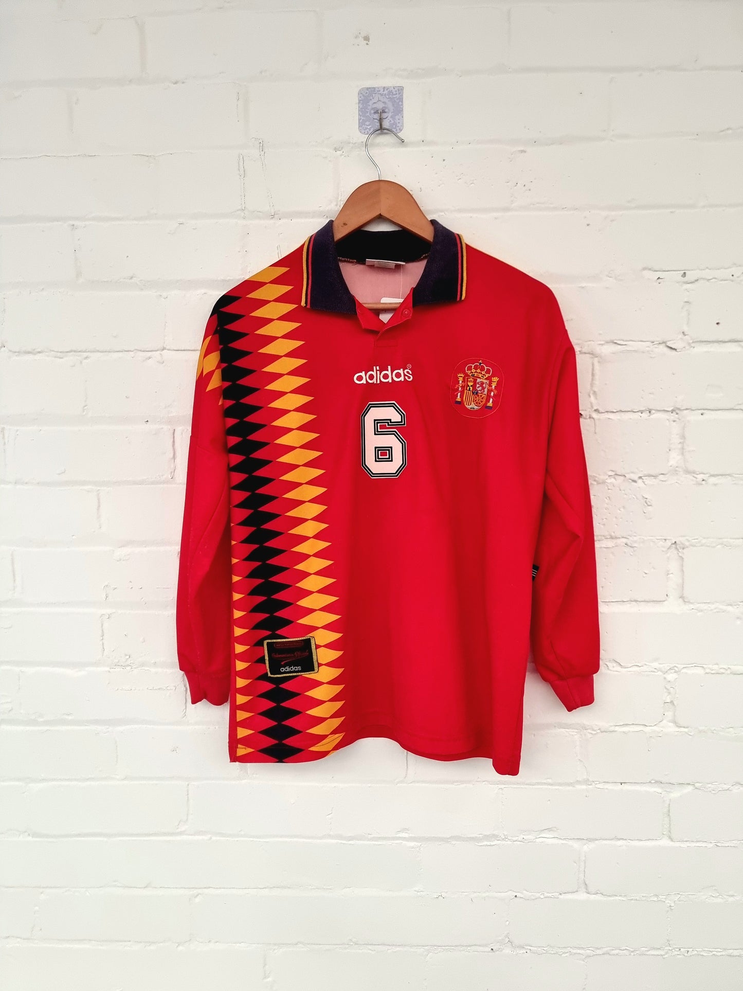 Adidas Spain 94/96 'Hierro 6' Long Sleeve Home Shirt Small