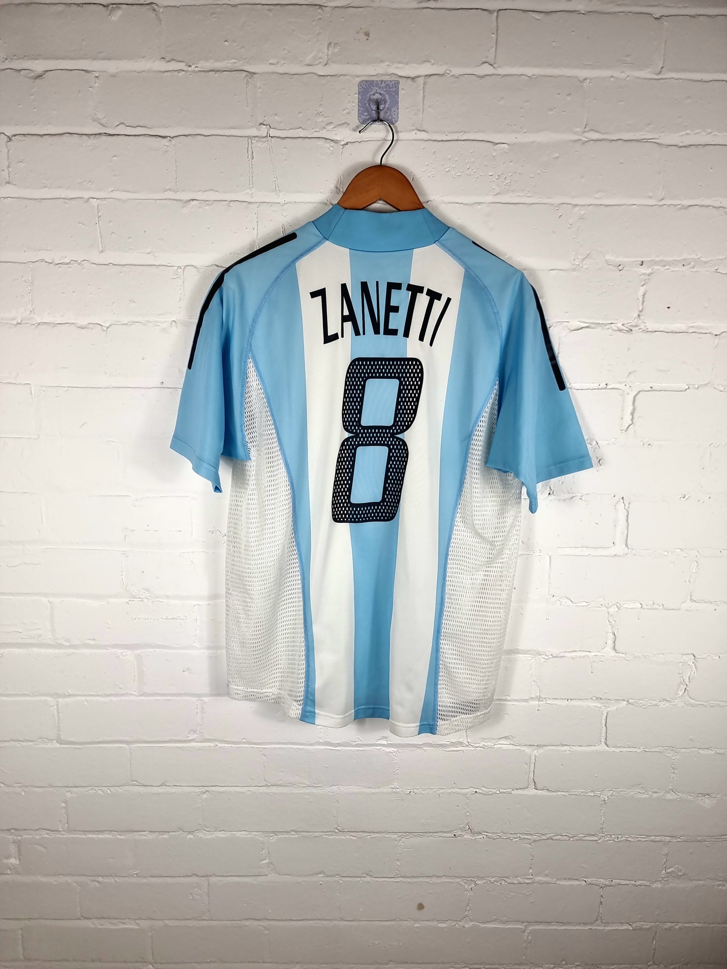 Adidas Argentina 02/04 'Zanetti 8' Match Issue Home Shirt Medium