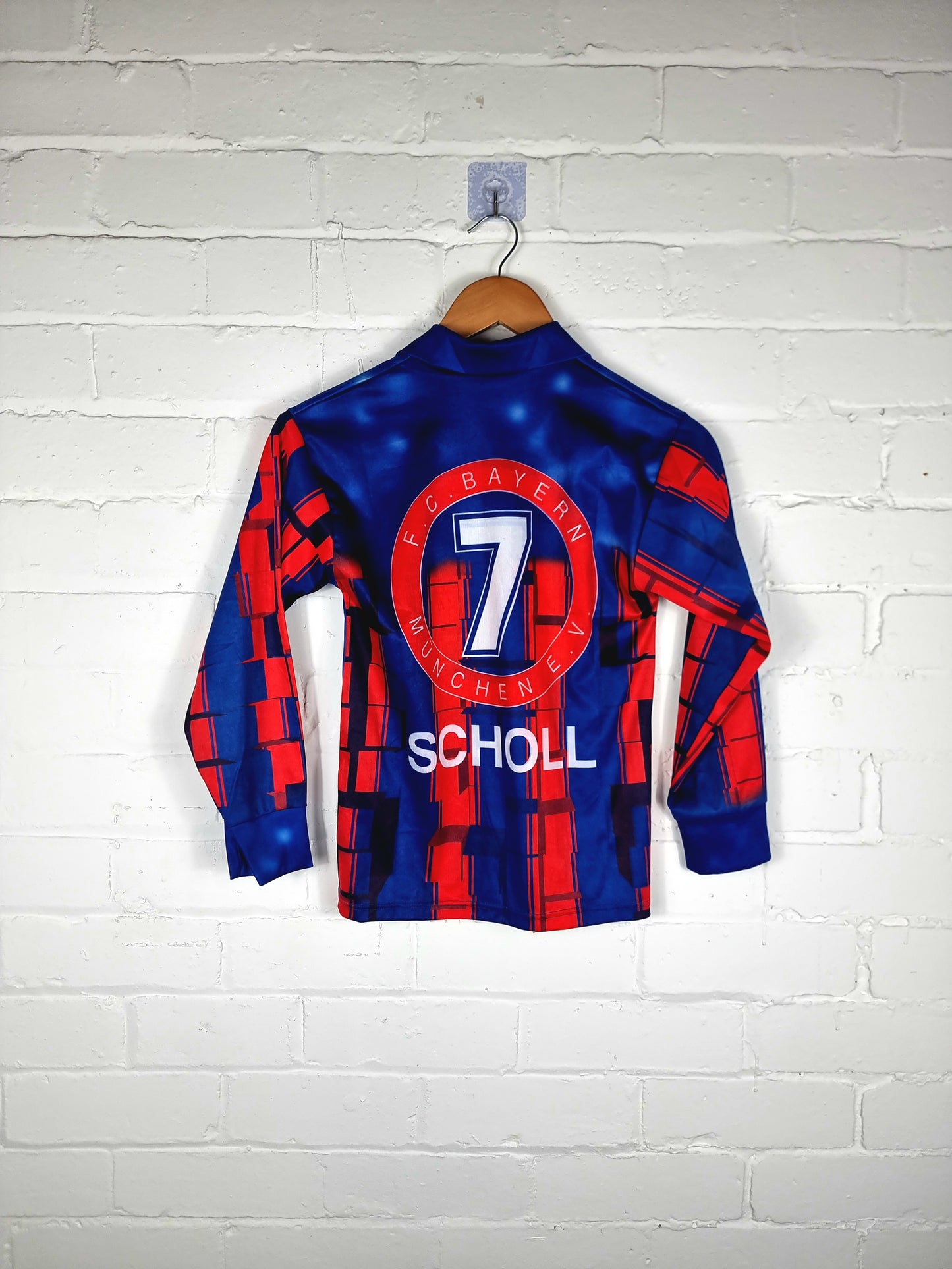 Bayern Munich 90s Graphic Print Long Sleeve Mehmet Scholl Bootleg Shirt Youth Medium