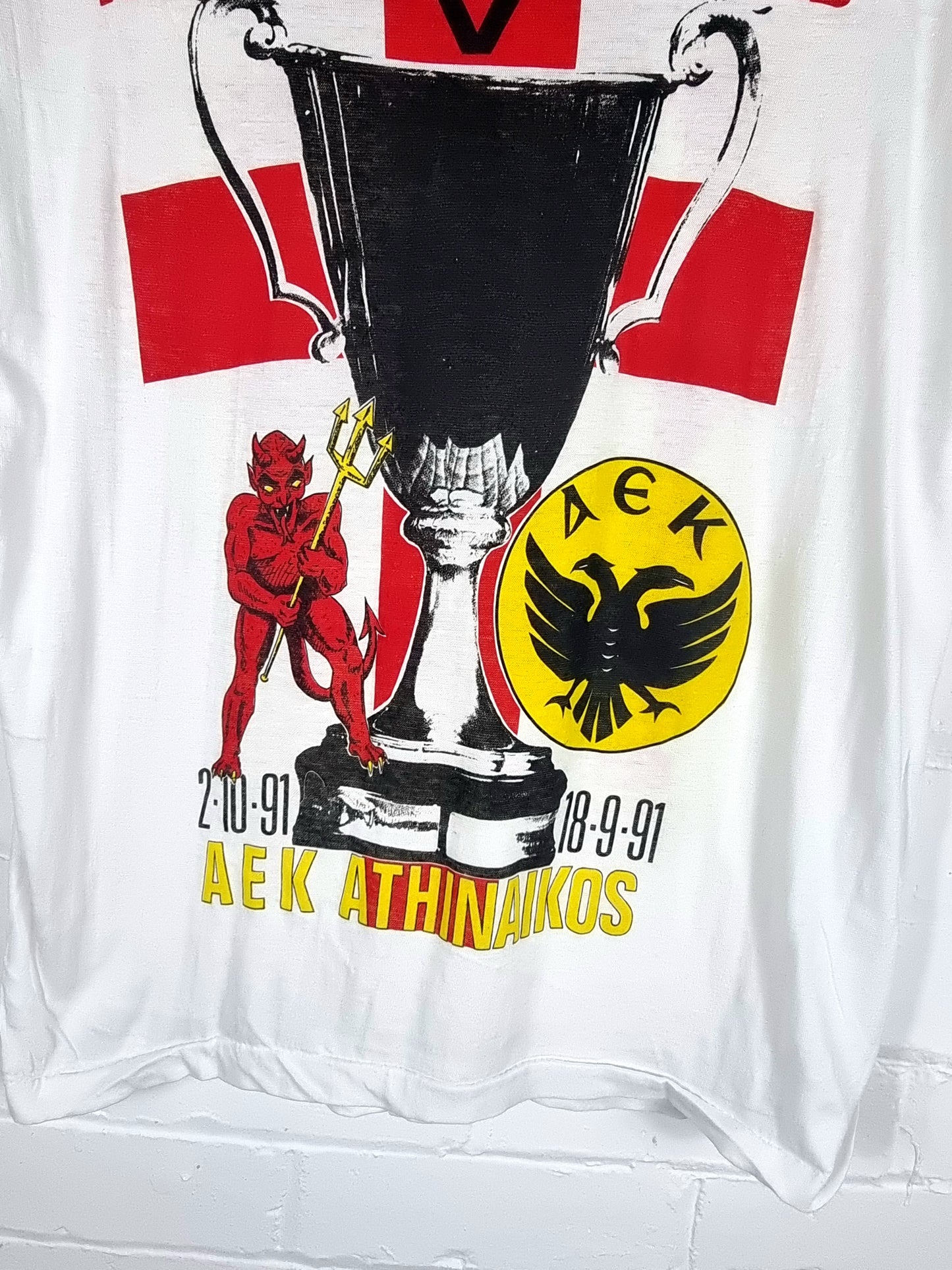 Manchester United 1991 European Cup Winners Cup VS AEK Athens T-Shirt Large