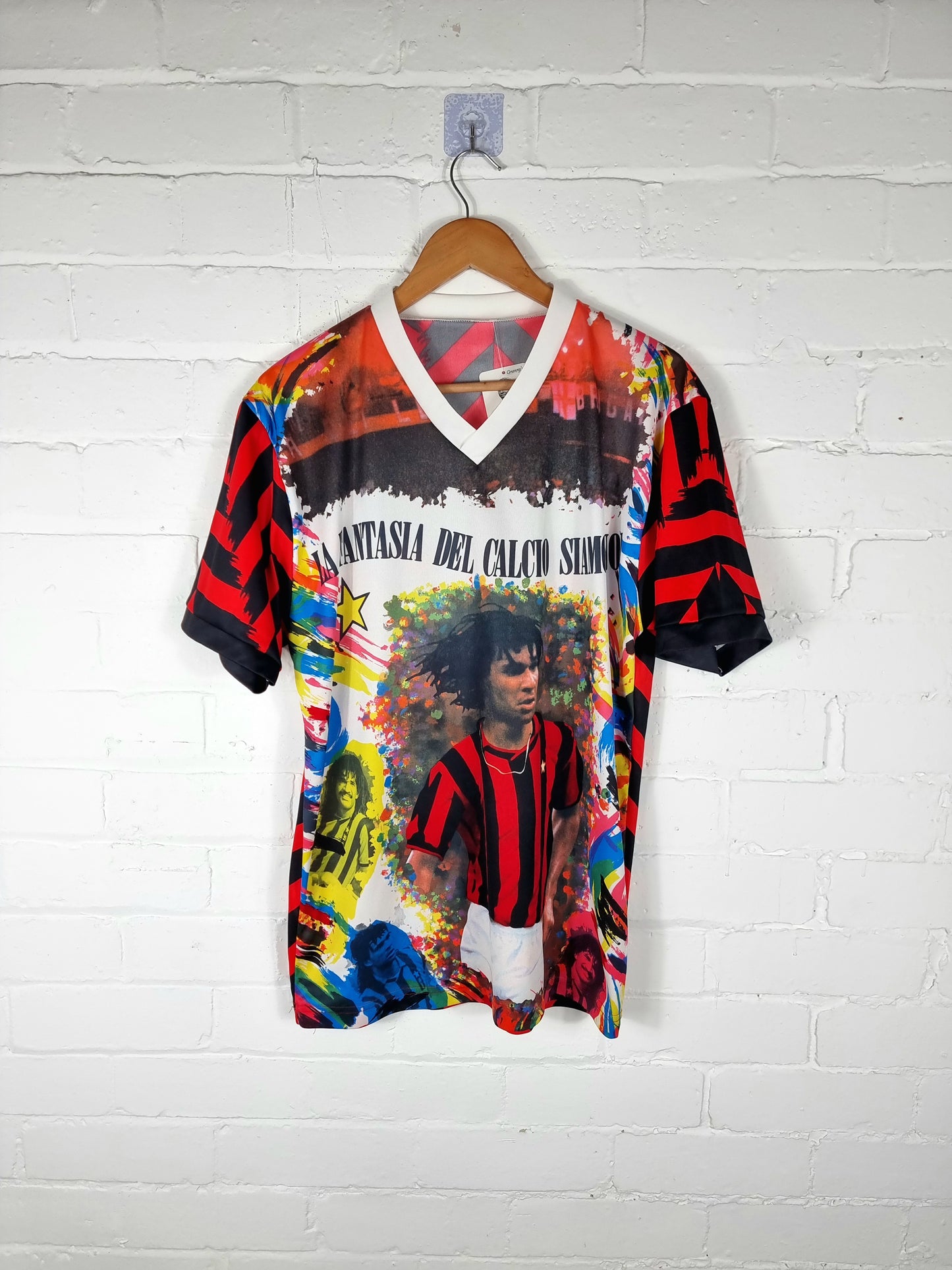 AC Milan 1990s Bootleg Ruud Gullit Graphic Print Football Shirt Large
