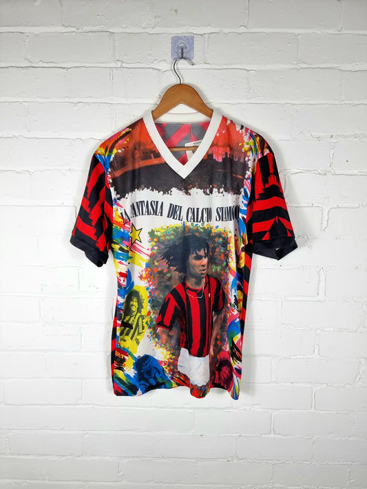 AC Milan 1990s Bootleg Ruud Gullit Graphic Print Football Shirt Large