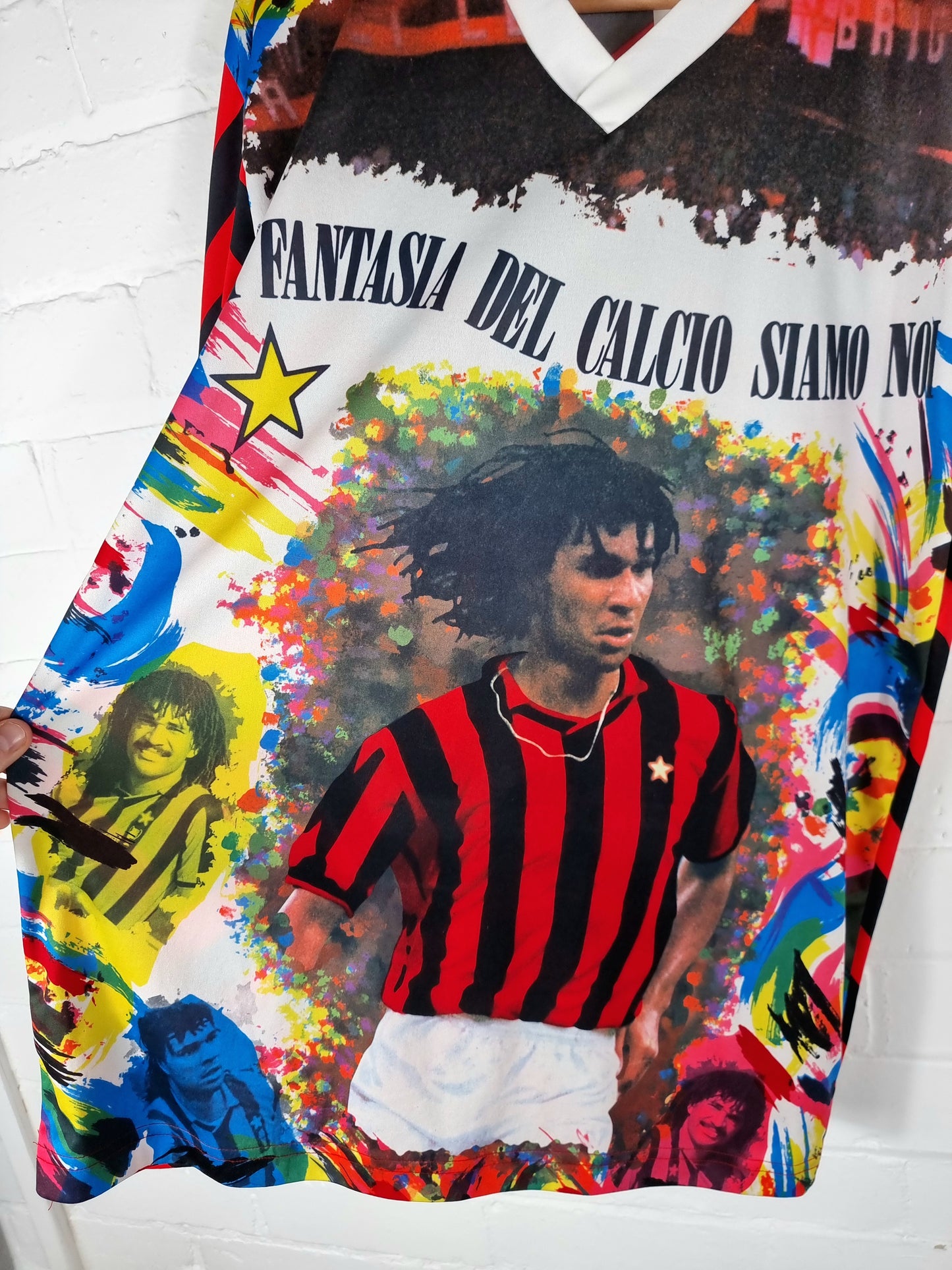 AC Milan 1990s Bootleg Ruud Gullit Graphic Print Football Shirt Large