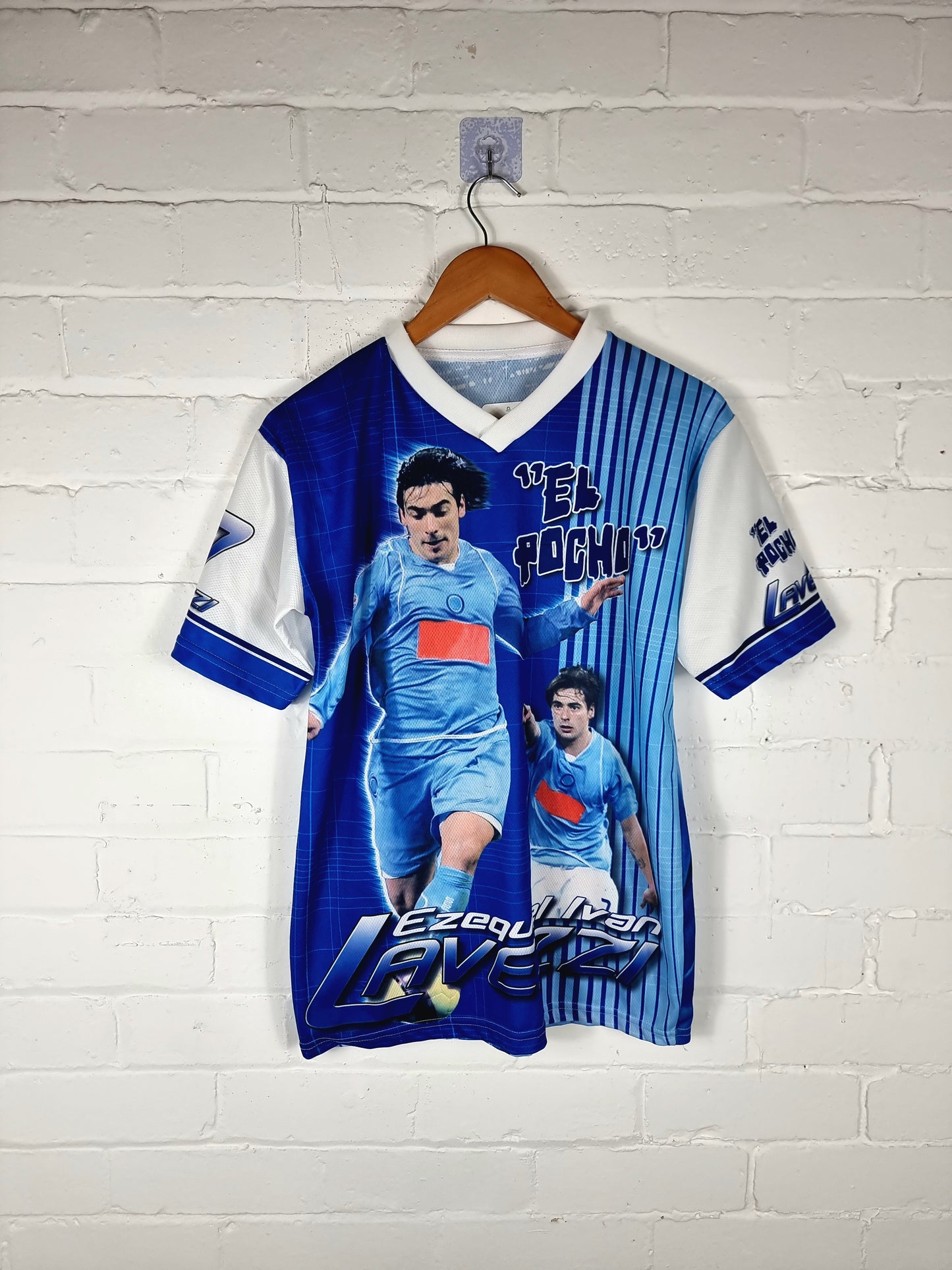 Napoli 2007/08 'El Poche' Lavezzi Graphic Bootleg Shirt Medium