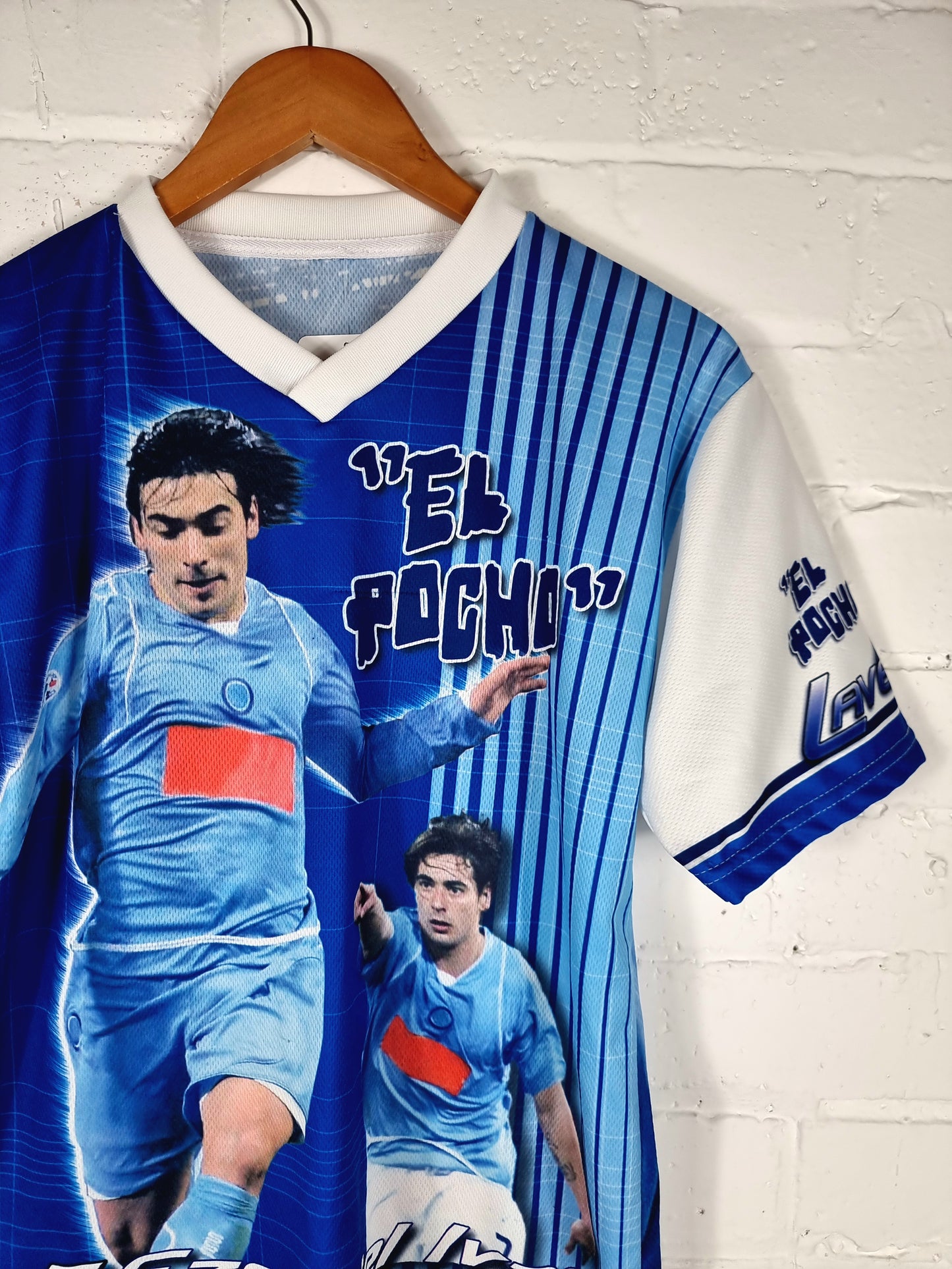 Napoli 2007/08 'El Poche' Lavezzi Graphic Bootleg Shirt Medium