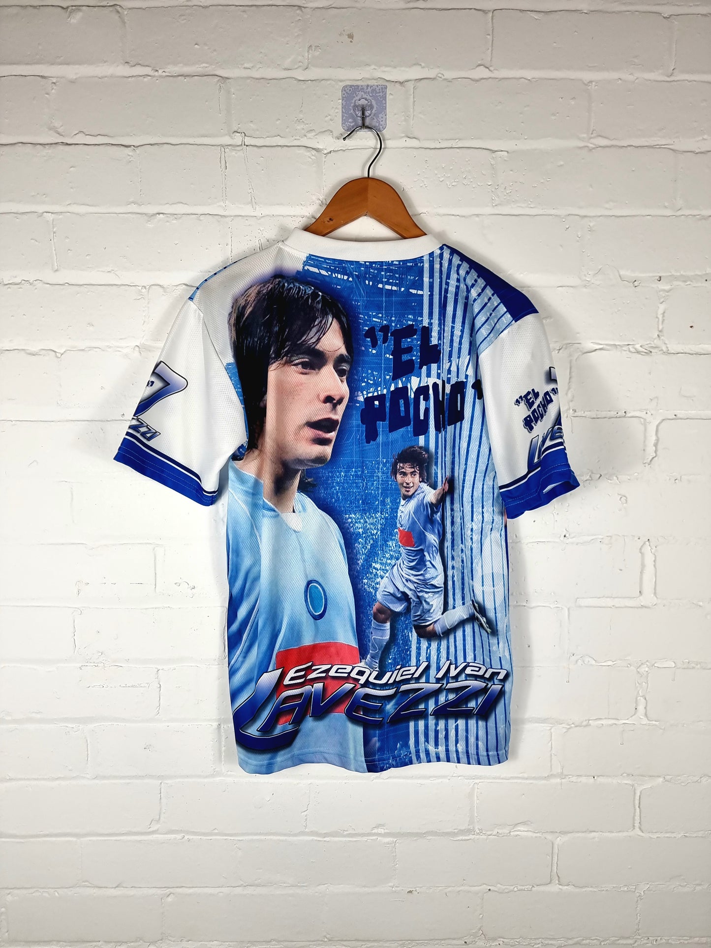 Napoli 2007/08 'El Poche' Lavezzi Graphic Bootleg Shirt Medium