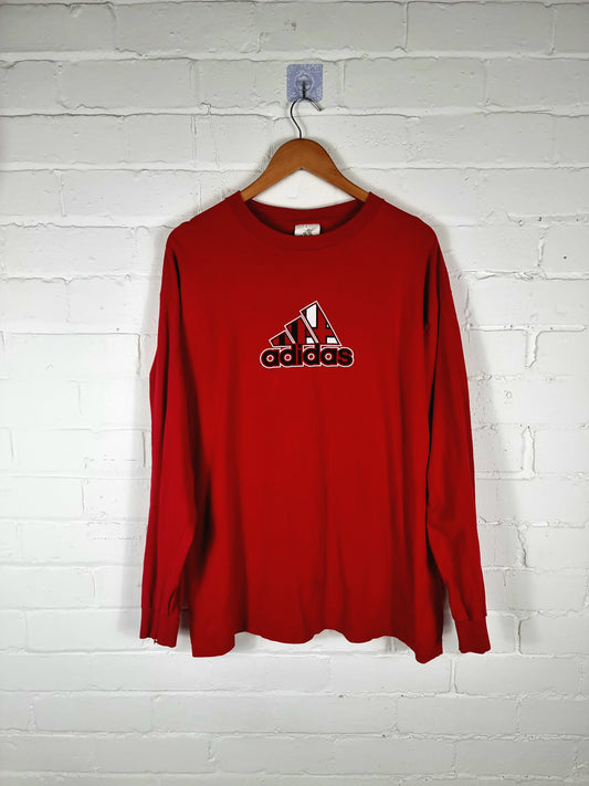 Adidas AC Milan 1998/00 Long Sleeve Graphic Cotton T-Shirt Large