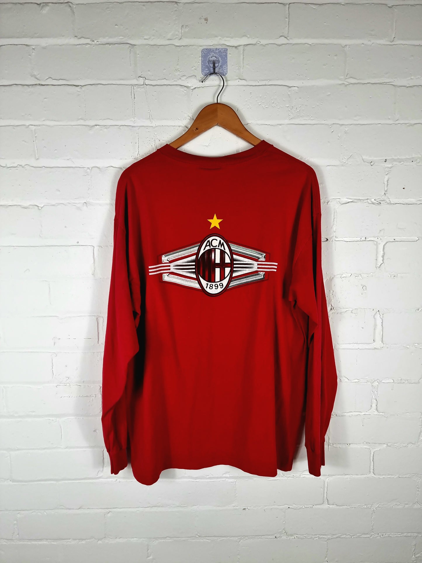 Adidas AC Milan 1998/00 Long Sleeve Graphic Cotton T-Shirt Large