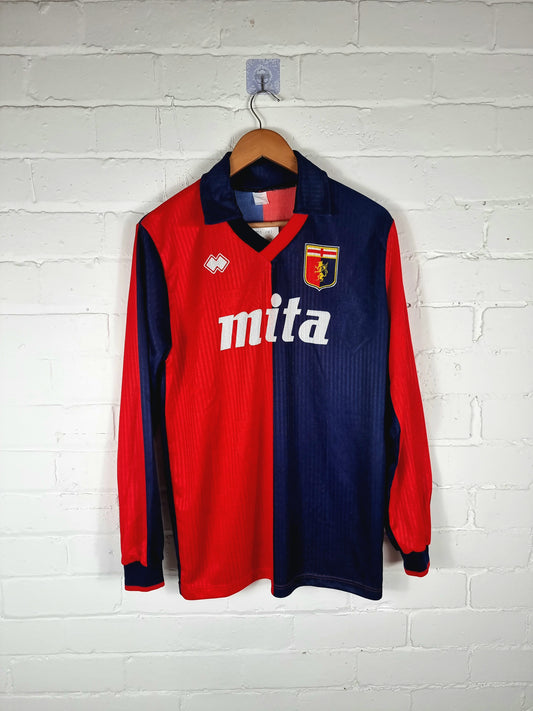 Errea Genoa 1990/91 Long Sleeve Home Shirt Medium