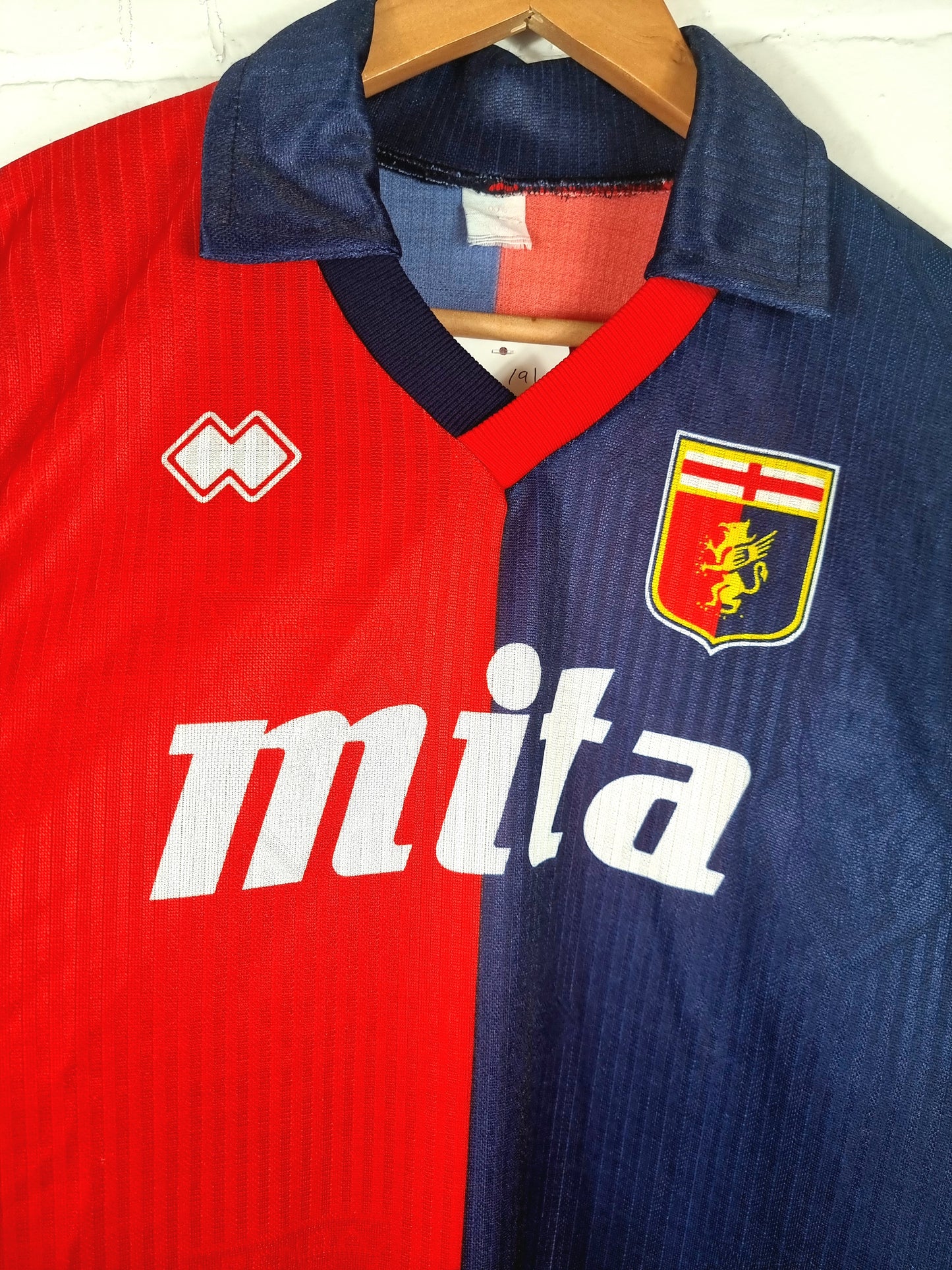 Errea Genoa 1990/91 Long Sleeve Home Shirt Medium
