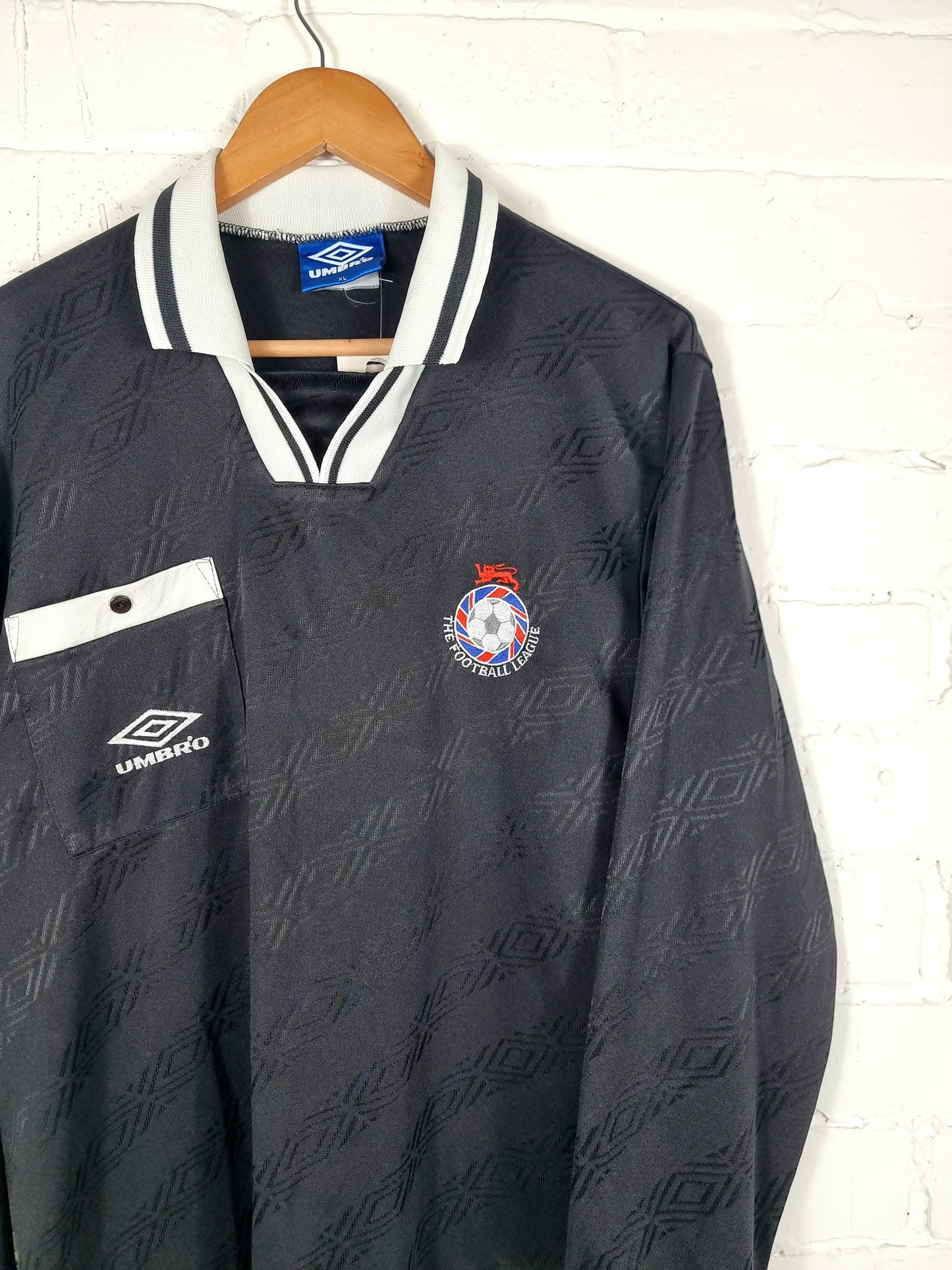 Umbro Football League 1990s Referee's Long Sleeve Shirt XL