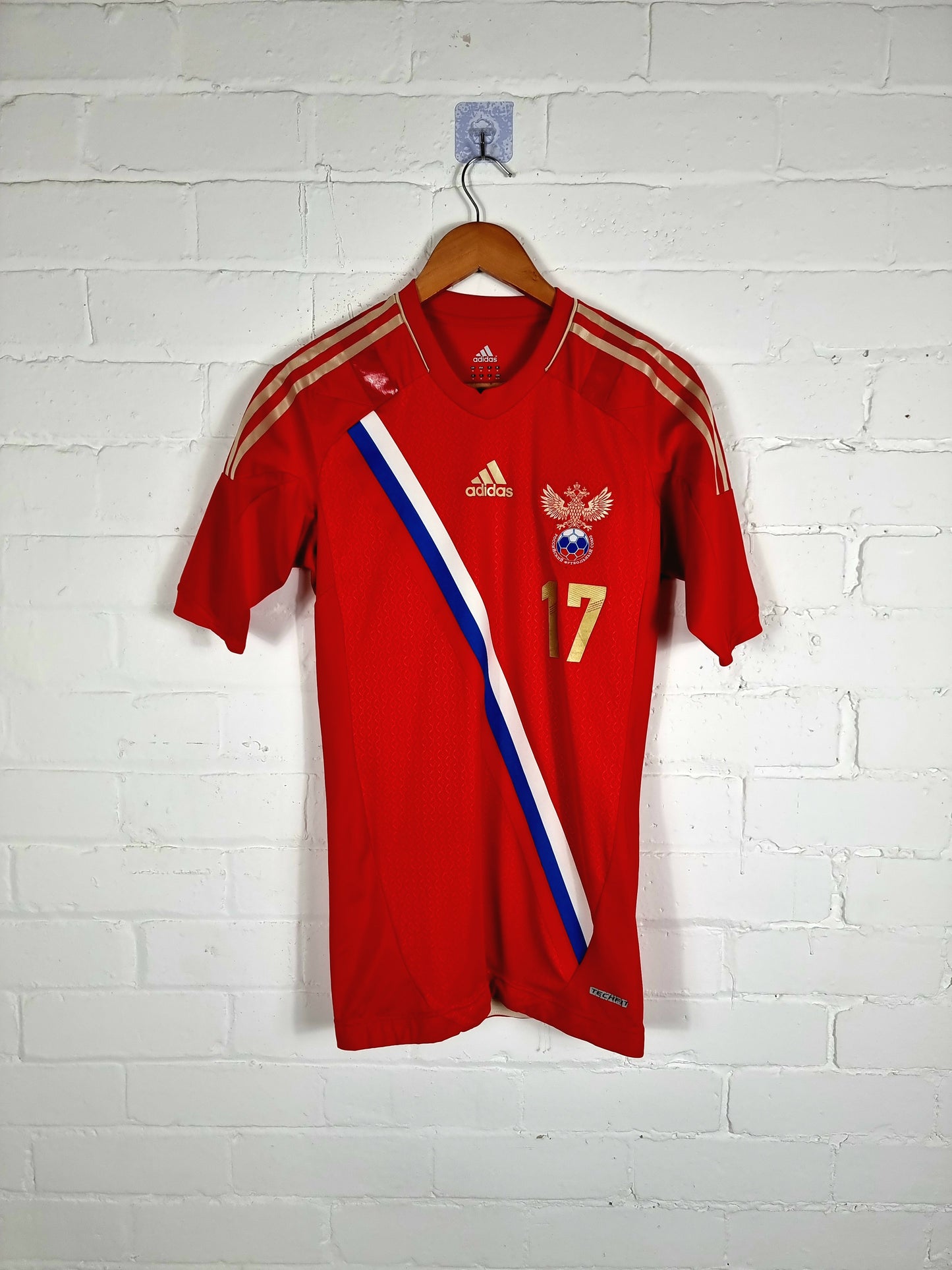 Adidas Techfit Russia 2012/14 'Dzagoev 17' Player Issue Home Shirt Medium