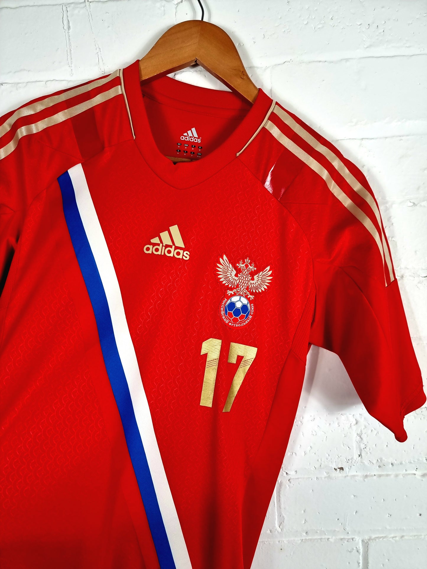 Adidas Techfit Russia 2012/14 'Dzagoev 17' Player Issue Home Shirt Medium