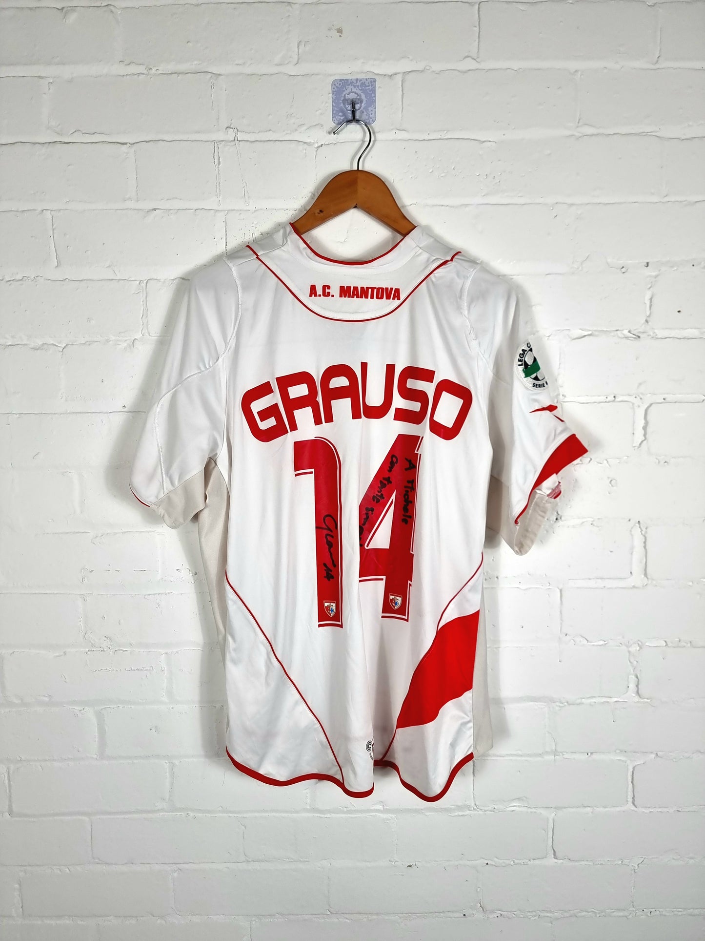 Diadora AC Mantova 2007/08 'Grauso 14' Match Issue Signed Home Shirt Small