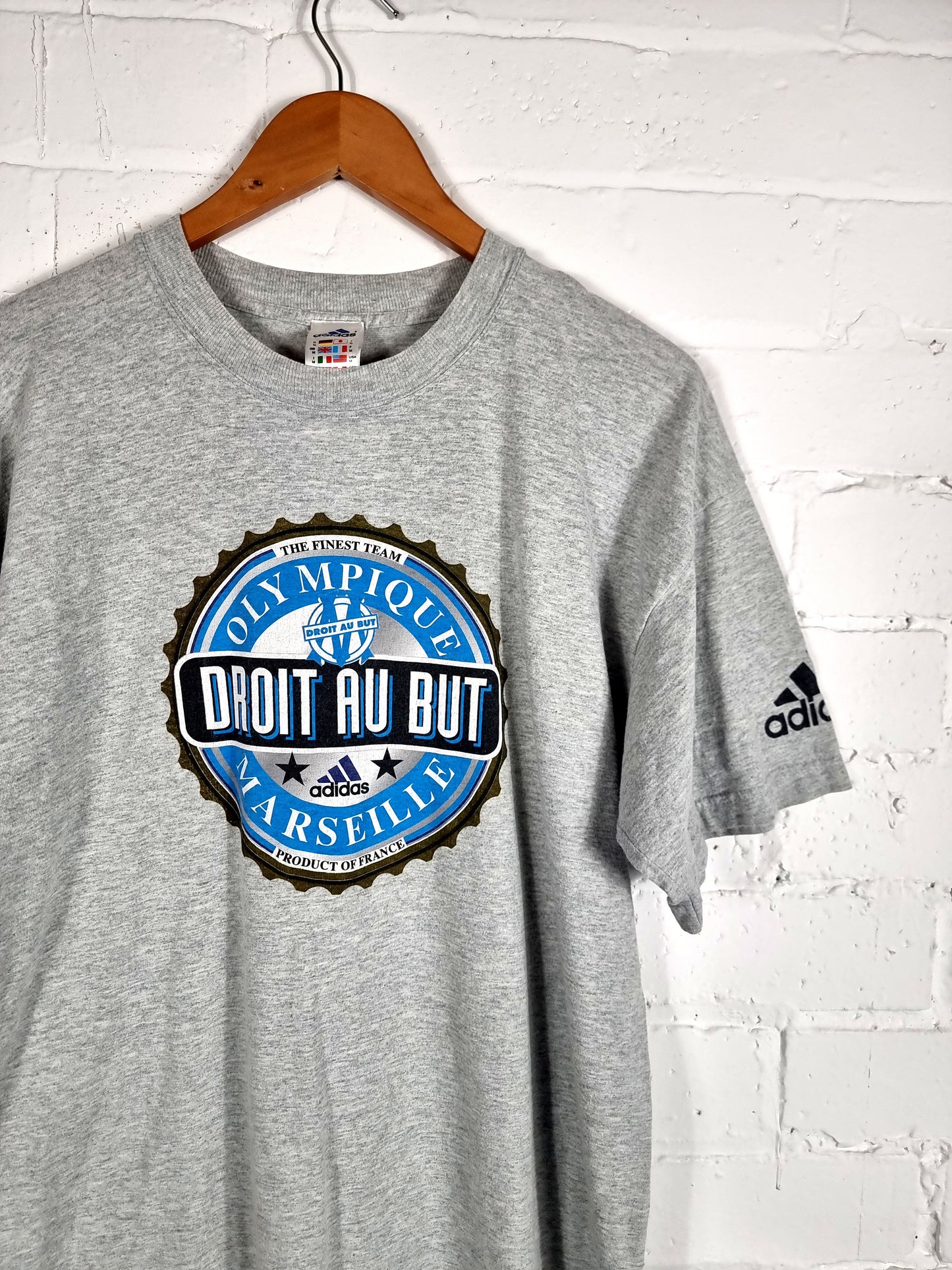 Adidas Marseille 2000/01 Graphic Cotton Leisure T-Shirt Medium