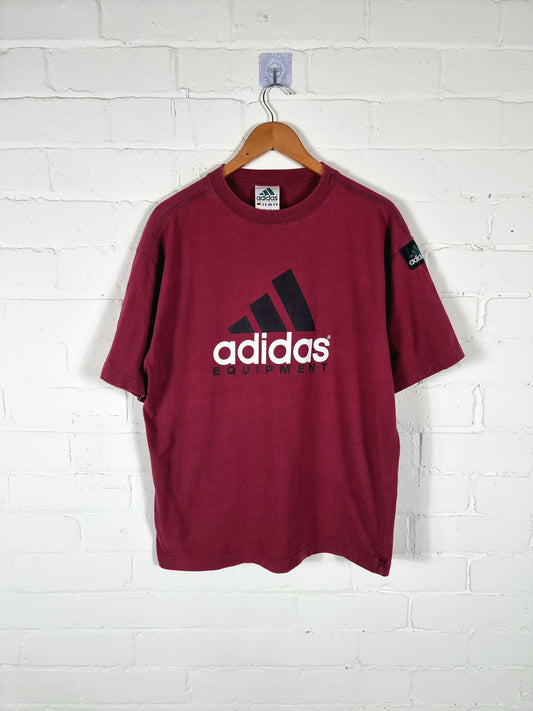 Adidas Equipment 1990s Burgundy Cotton T-Shirt Large
