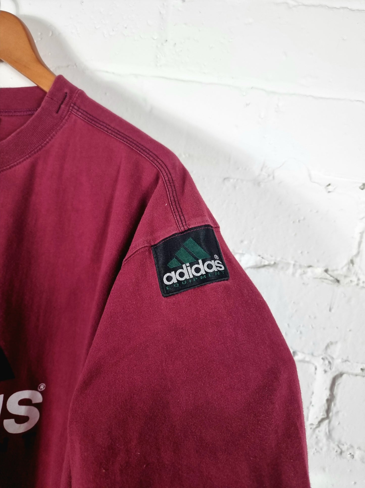 Adidas Equipment 1990s Burgundy Cotton T-Shirt Large