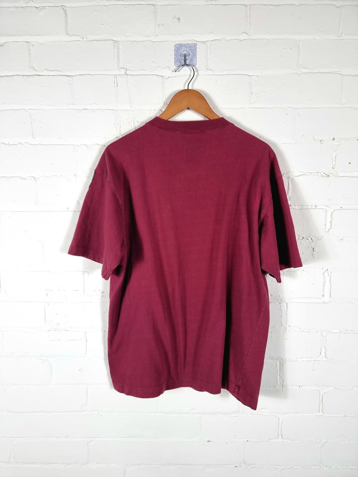 Adidas Equipment 1990s Burgundy Cotton T-Shirt Large
