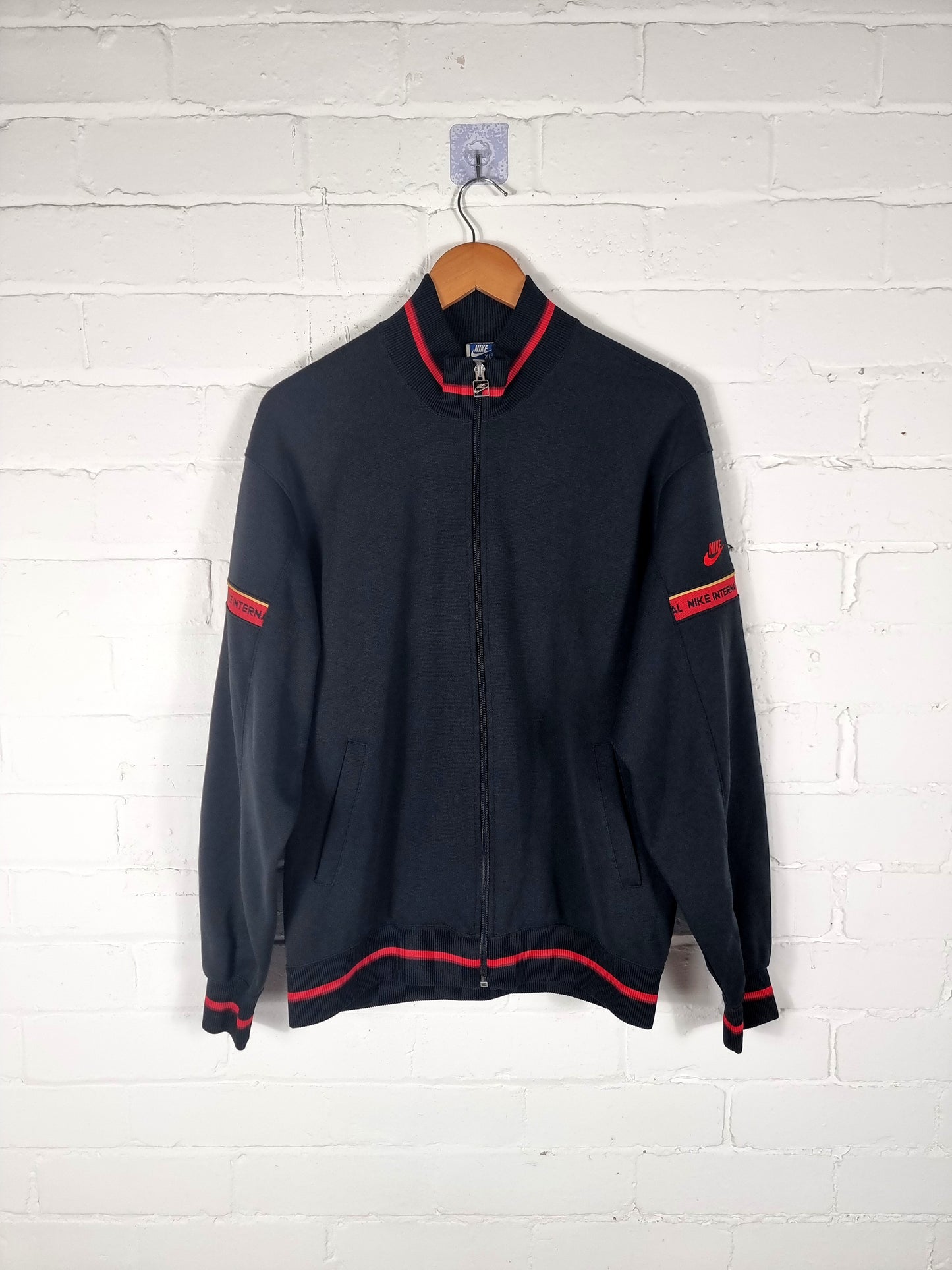 Nike International 1980s Vintage Black Track Jacket Large