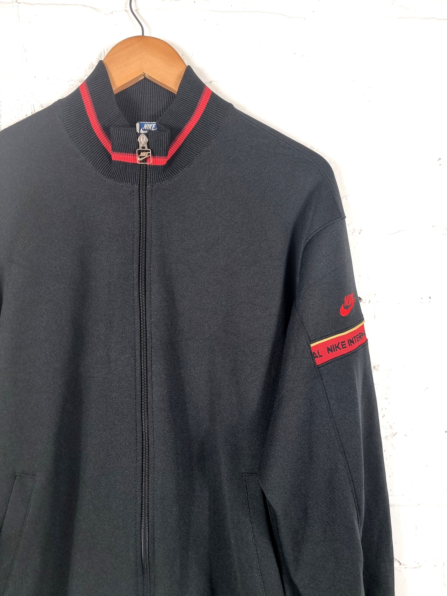 Nike International 1980s Vintage Black Track Jacket Large