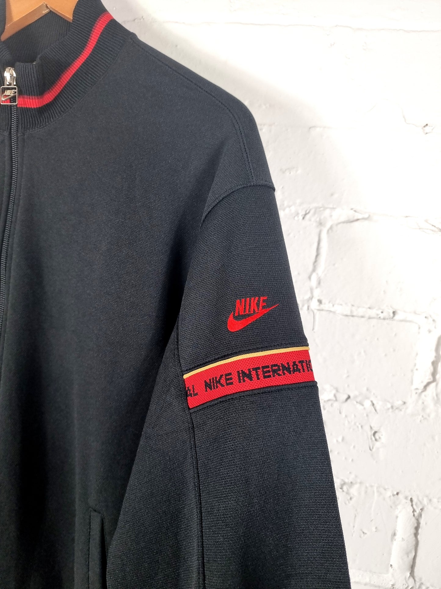 Nike International 1980s Vintage Black Track Jacket Large