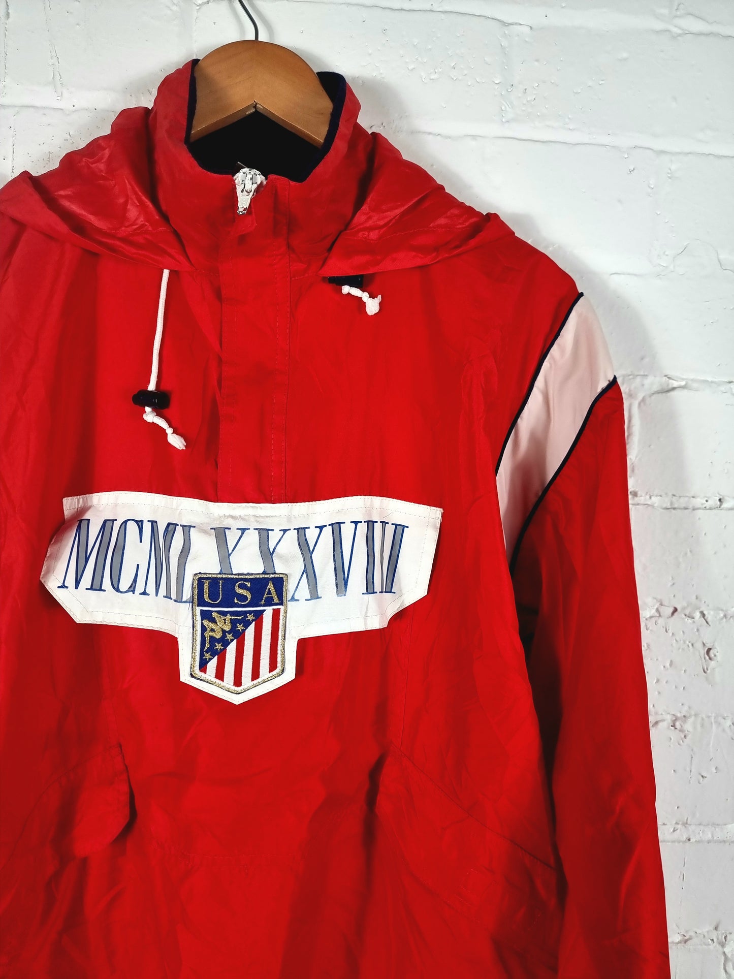 Kappa USA Olympic 1988 Vintage Quarter Zip Windbreaker Jacket Medium