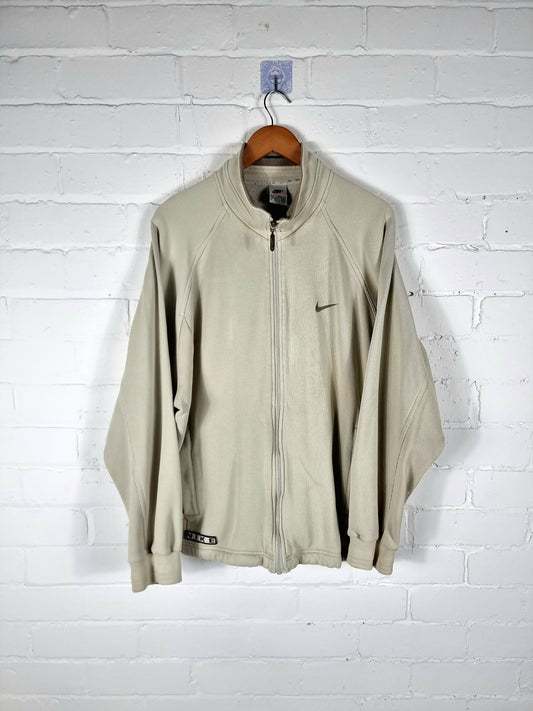 Nike 1990s Cream Zip-up Sweatshirt Large