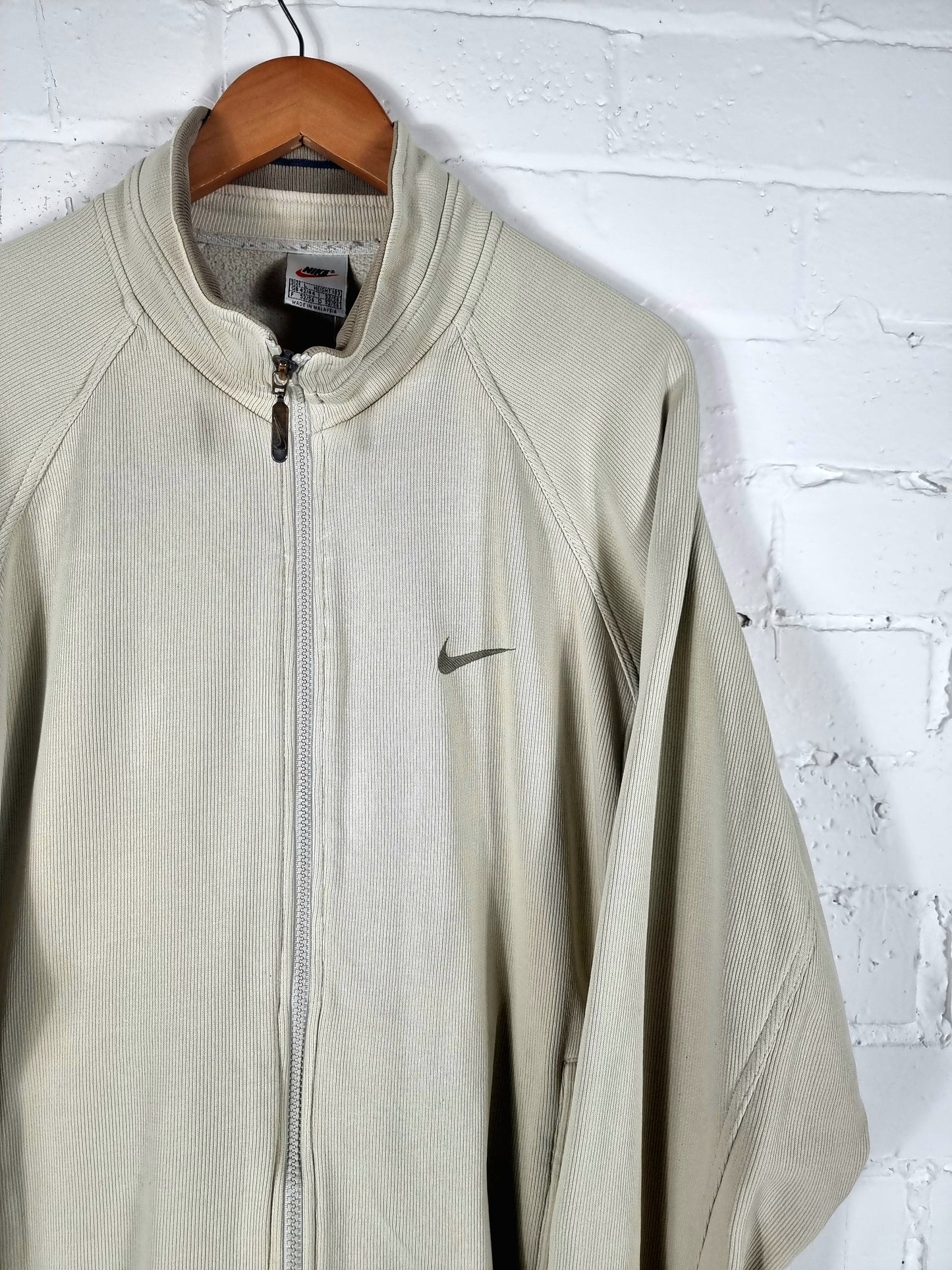 Nike 1990s Cream Zip-up Sweatshirt Large