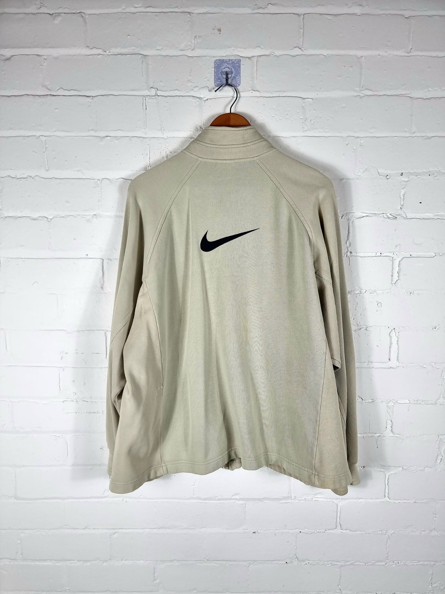 Nike 1990s Cream Zip-up Sweatshirt Large