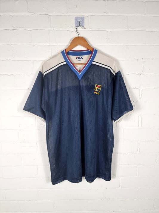 Fila 1990s Vintage Mesh Sports Tee XL