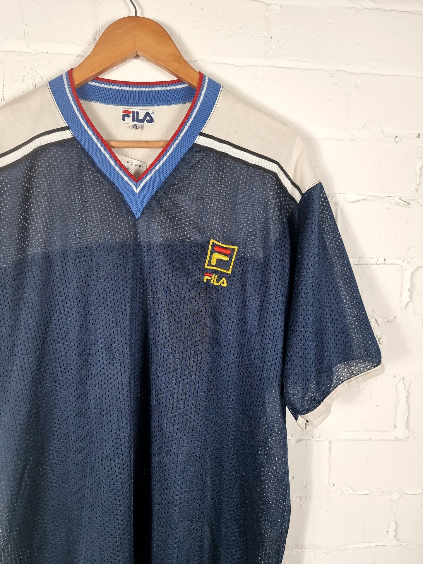 Fila 1990s Vintage Mesh Sports Tee XL