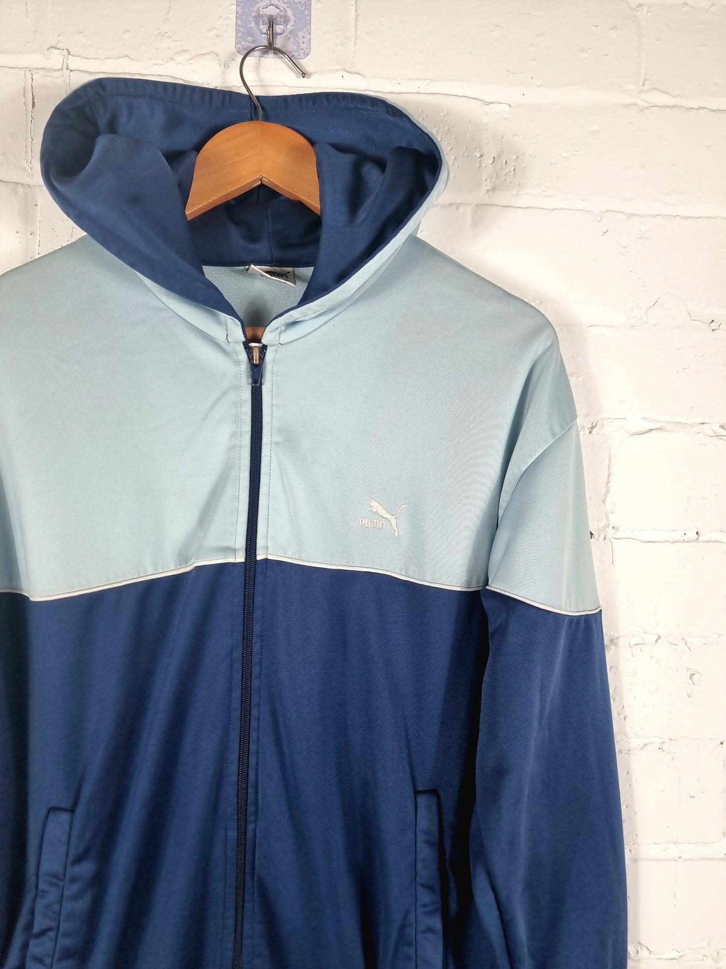 Puma 1980s Vintage Hooded Track Jacket Medium